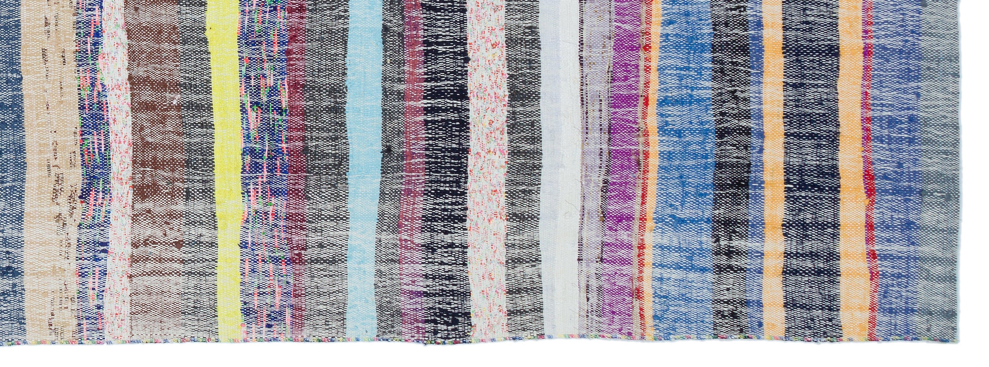 Girit Beige Striped Wool Handmade Area Rug 3'7" x 10'3"