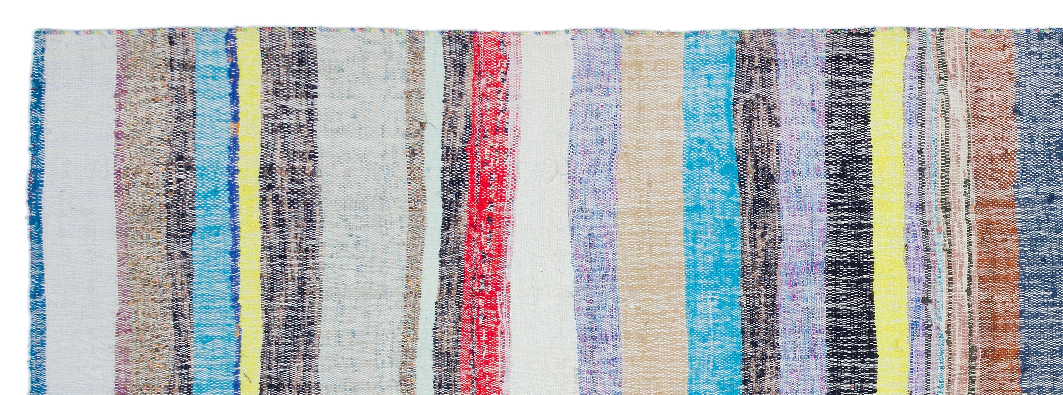 Girit Beige Striped Wool Handmade Area Rug 3'7" x 10'3"