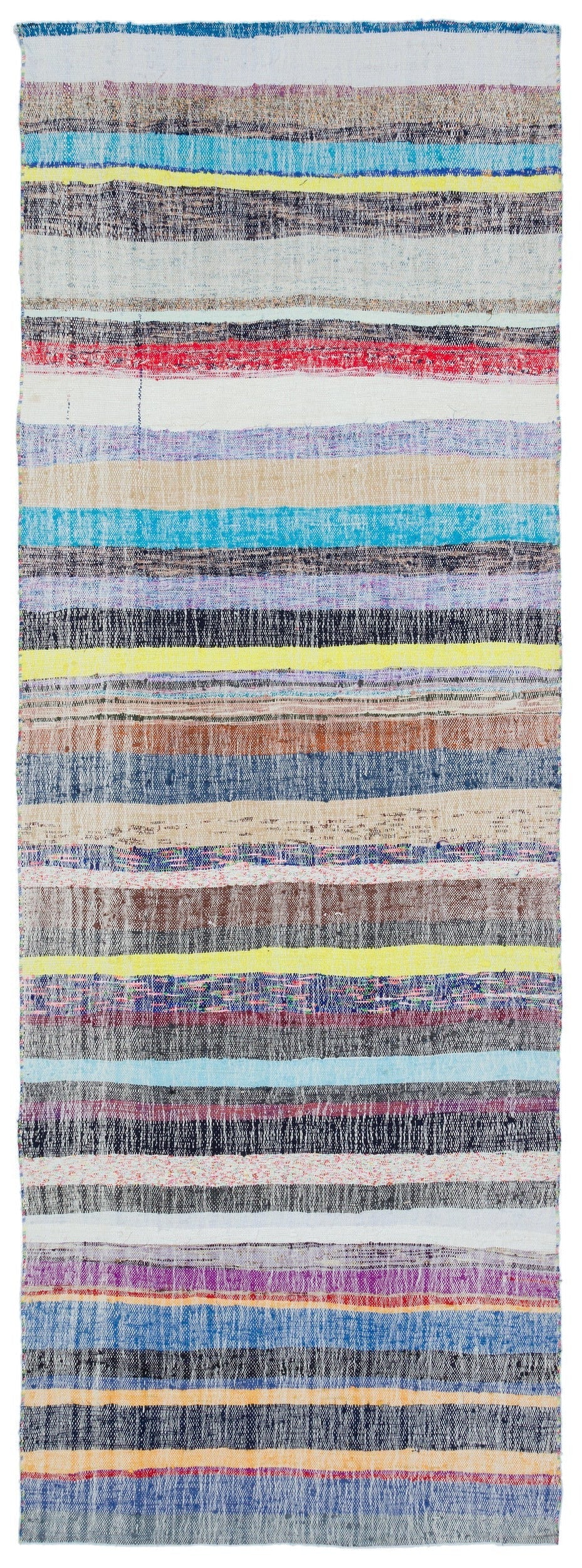 Girit Beige Striped Wool Handmade Area Rug 3'7" x 10'3"