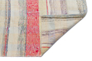 Girit Beige Striped Wool Handmade Area Rug 5'4" x 8'4"