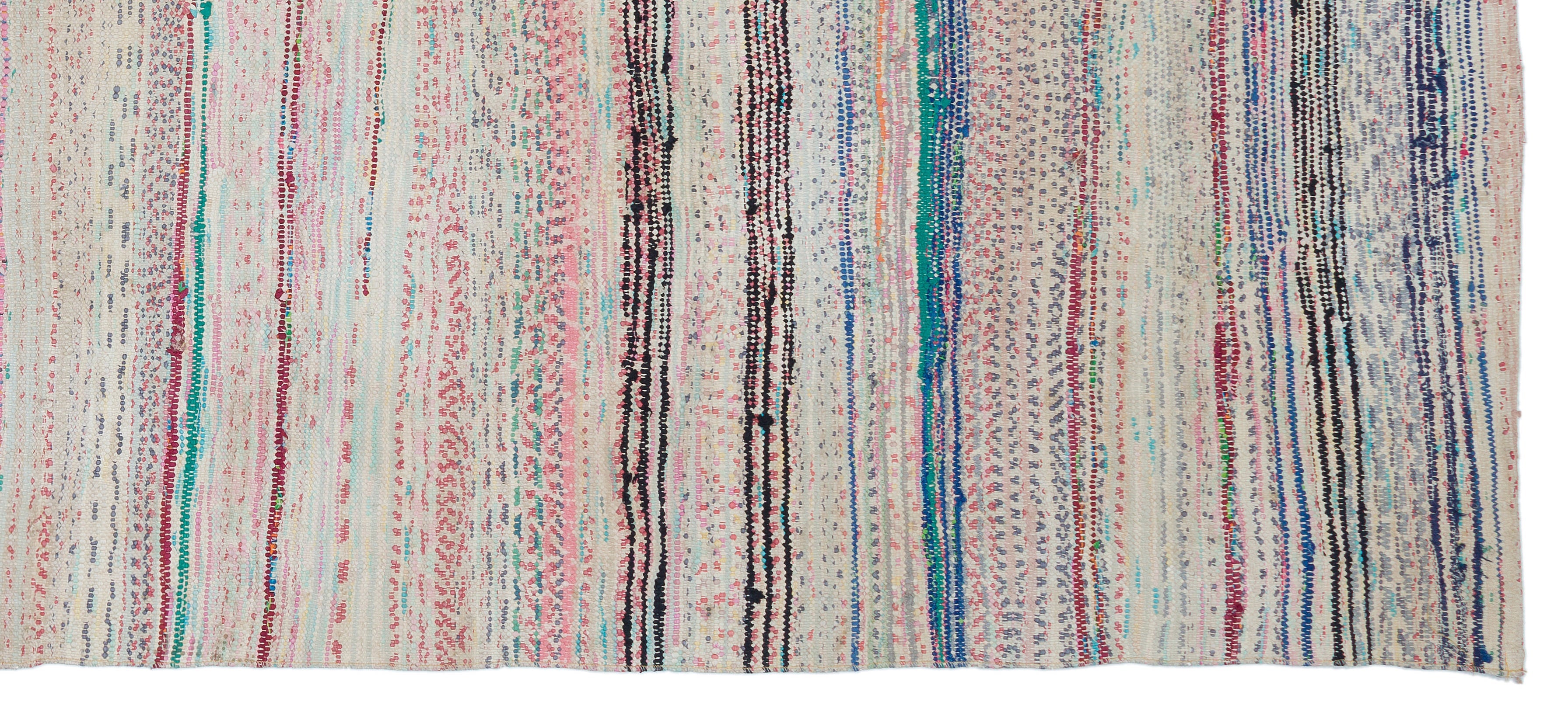 Girit Beige Striped Wool Handmade Area Rug 4'9" x 10'9"