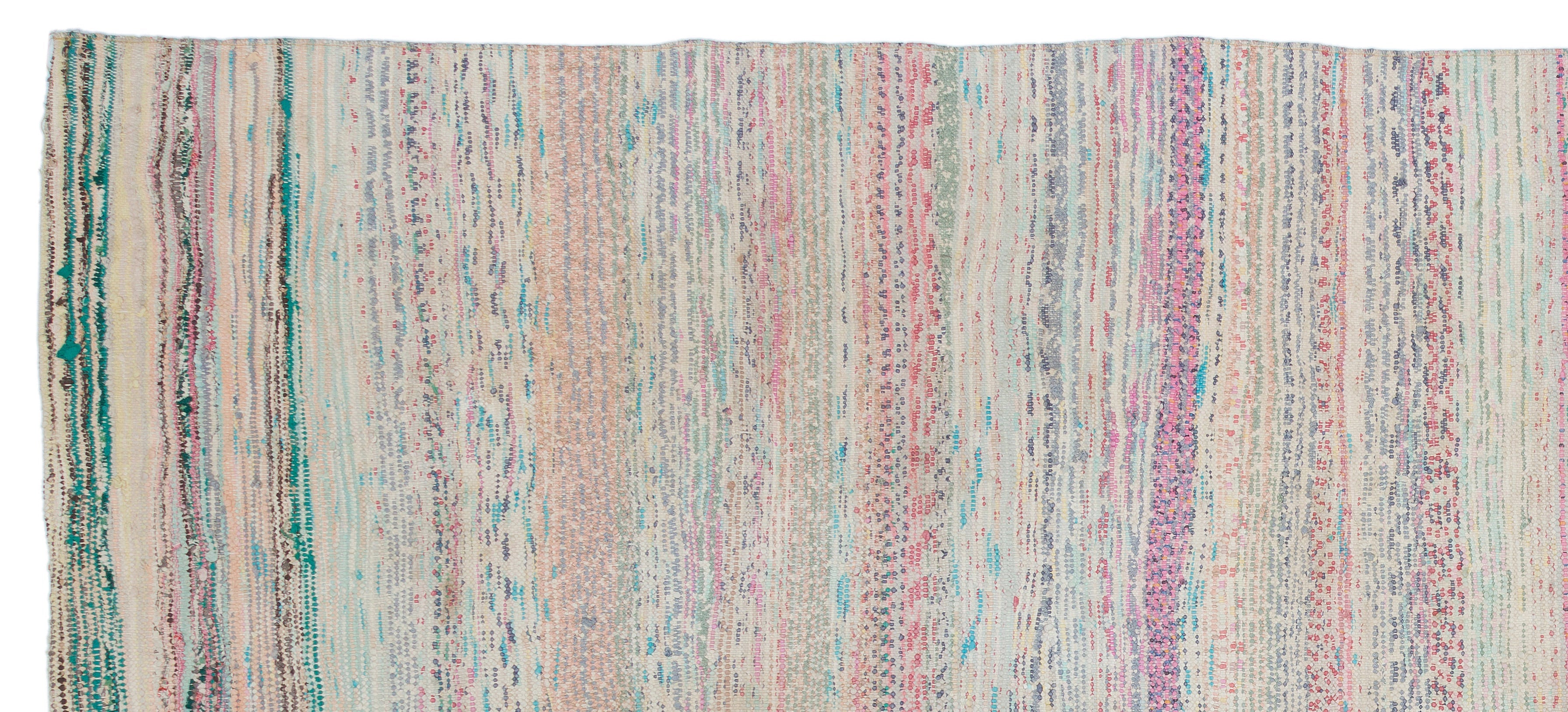 Girit Beige Striped Wool Handmade Area Rug 4'9" x 10'9"