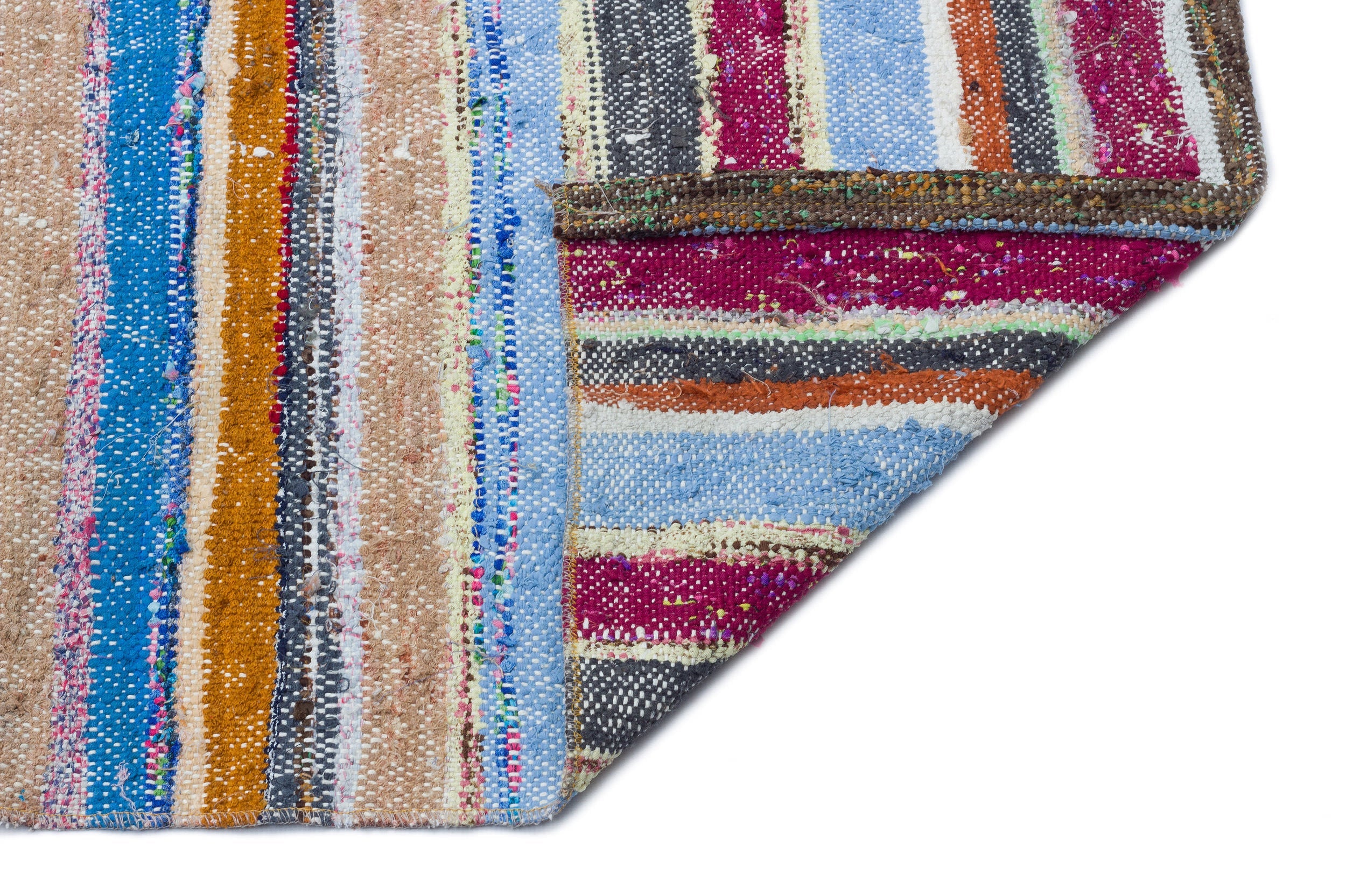 Girit Beige Striped Wool Handmade Area Rug 5'3" x 11'5"