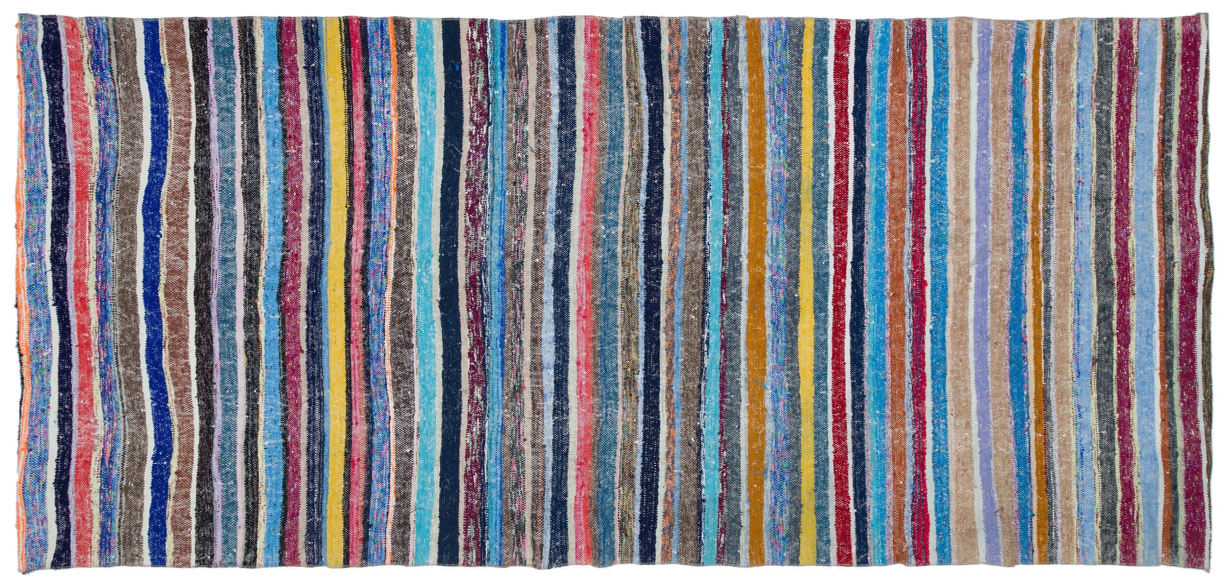 Girit Beige Striped Wool Handmade Area Rug 5'3" x 11'5"