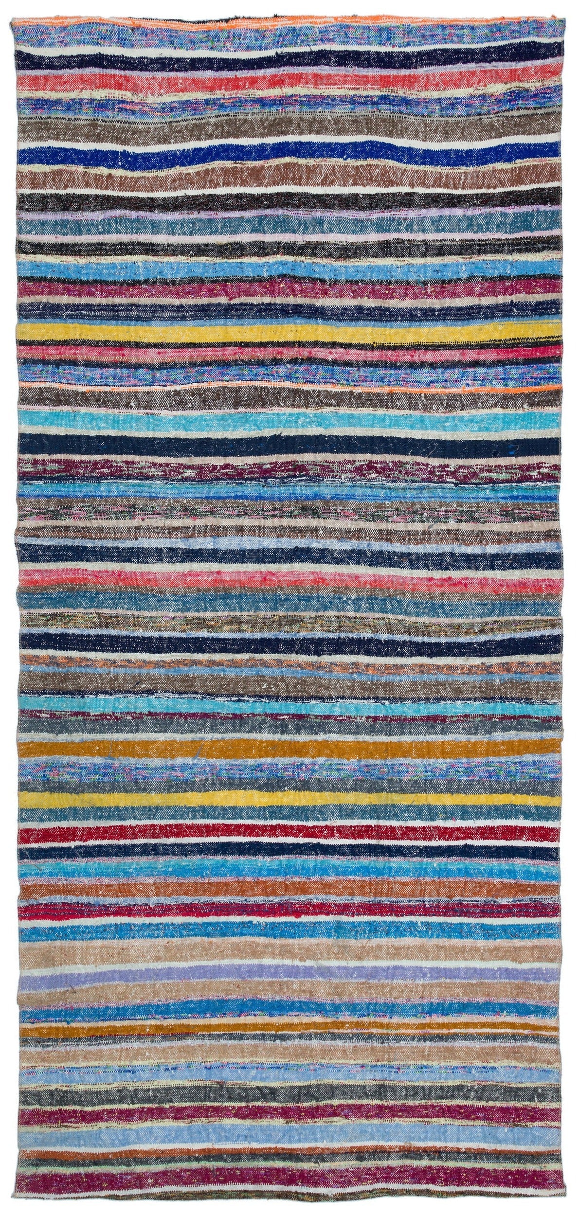 Girit Beige Striped Wool Handmade Area Rug 5'3" x 11'5"