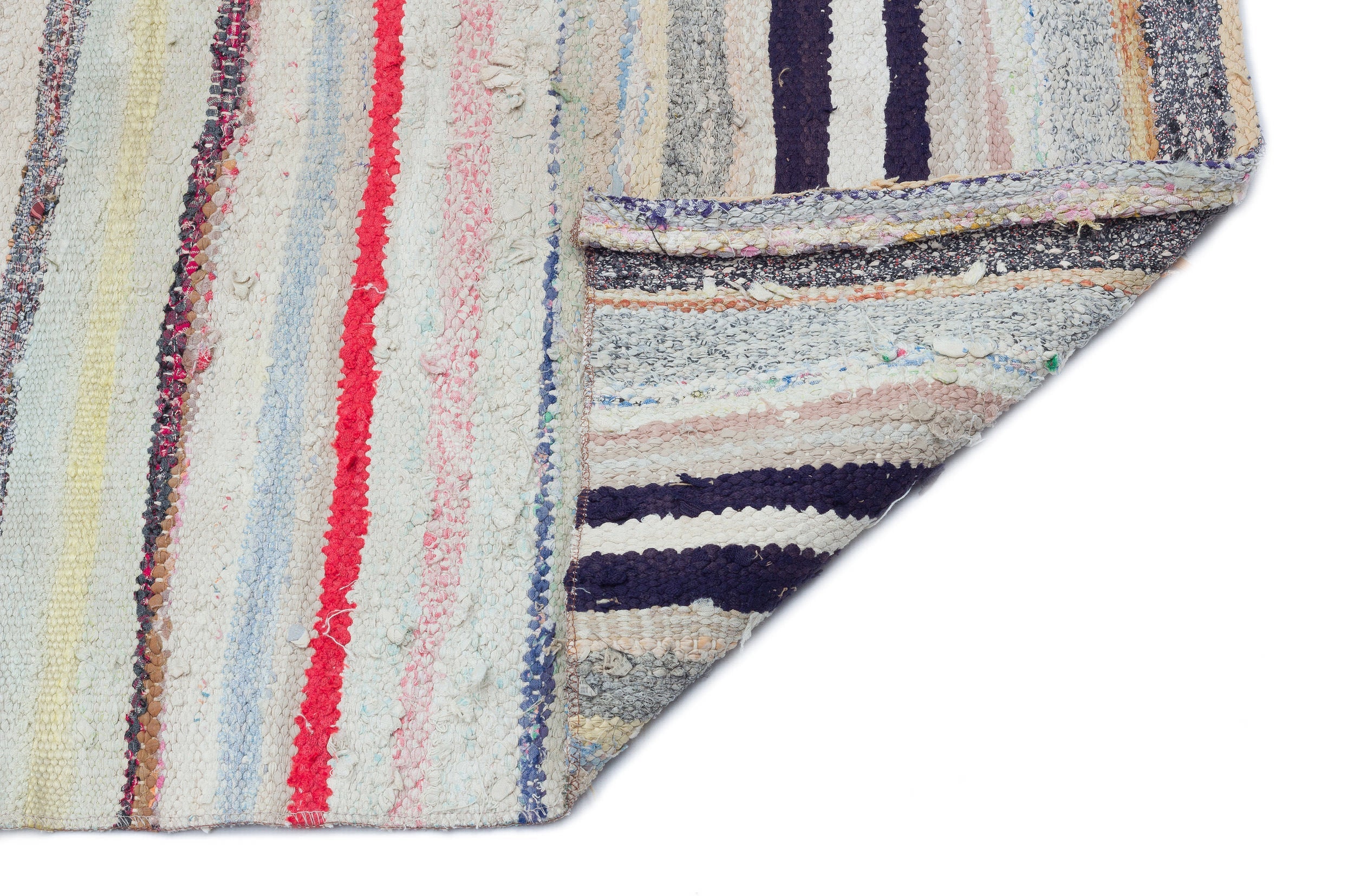Girit Beige Striped Wool Handmade Area Rug 3'11" x 9'3"
