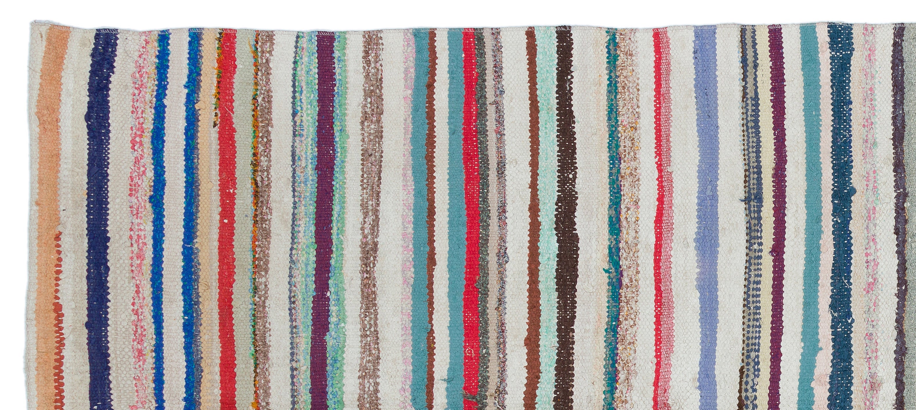 Girit Beige Striped Wool Handmade Area Rug 3'11" x 9'3"
