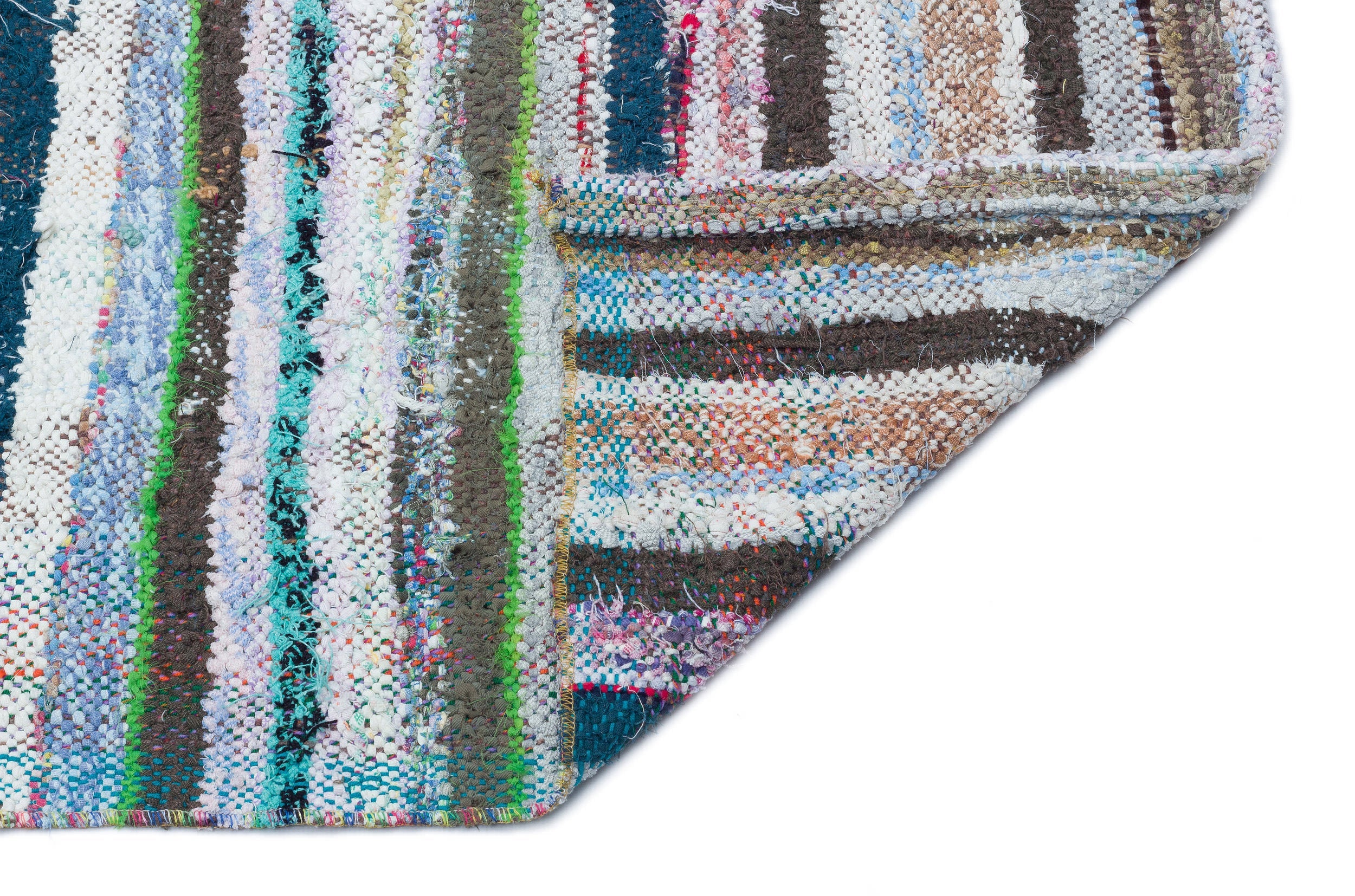 Girit Beige Striped Wool Handmade Area Rug 4'10" x 8'8"