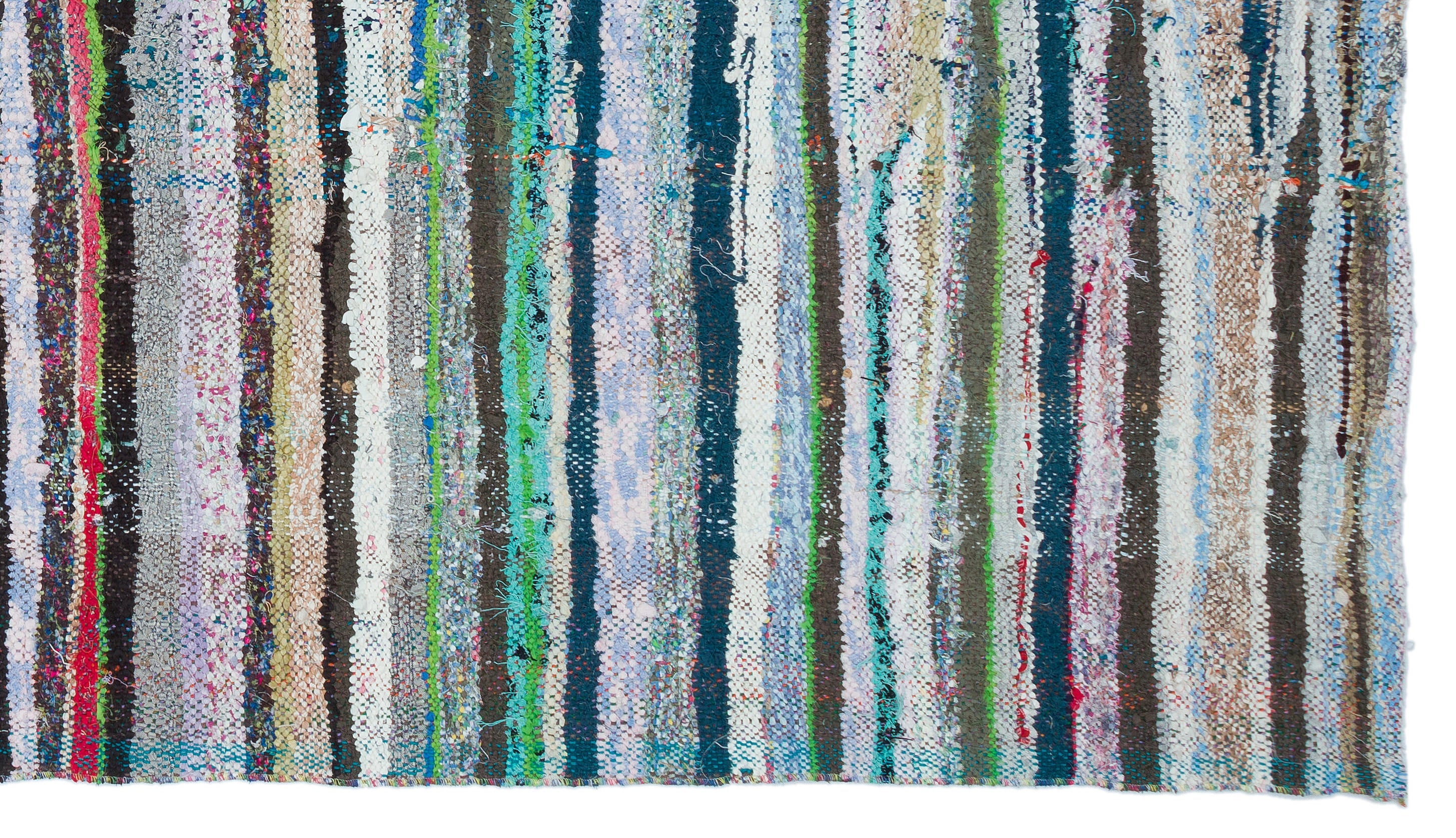 Girit Beige Striped Wool Handmade Area Rug 4'10" x 8'8"