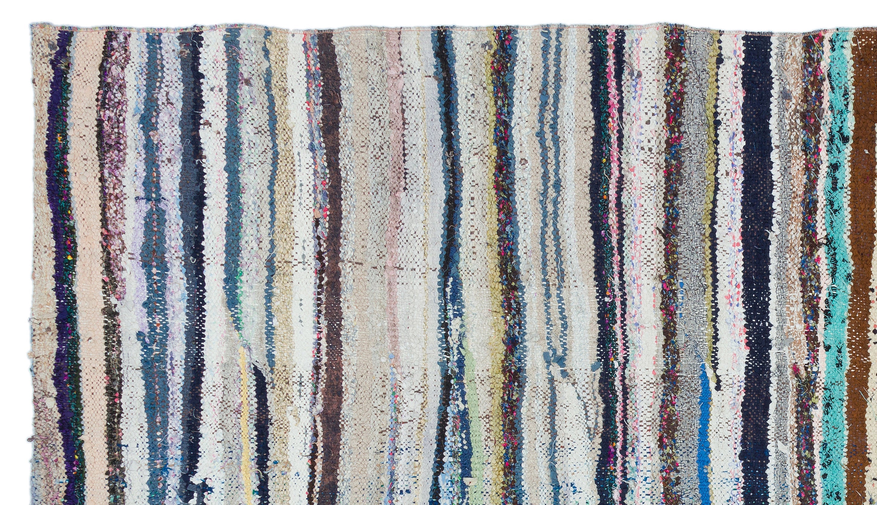 Girit Beige Striped Wool Handmade Area Rug 4'10" x 8'8"