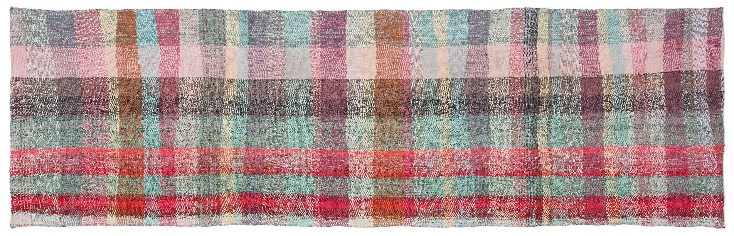 Girit Beige Striped Wool Handmade Area Rug 2'10" x 9'4"