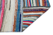 Girit Beige Striped Wool Handmade Area Rug 5'3" x 6'5"