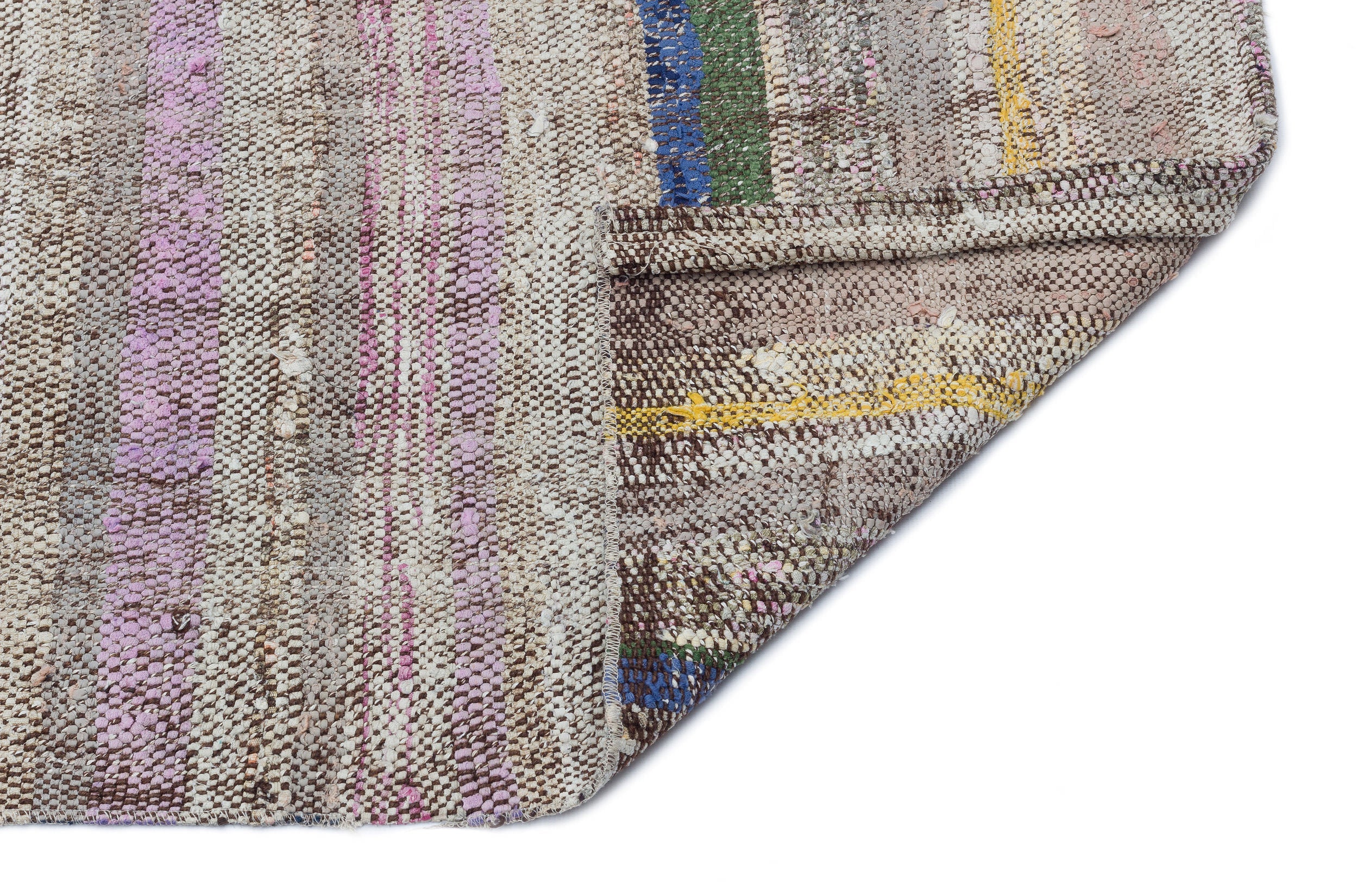 Girit Grey Striped Wool Handmade Area Rug 3'5" x 9'0"