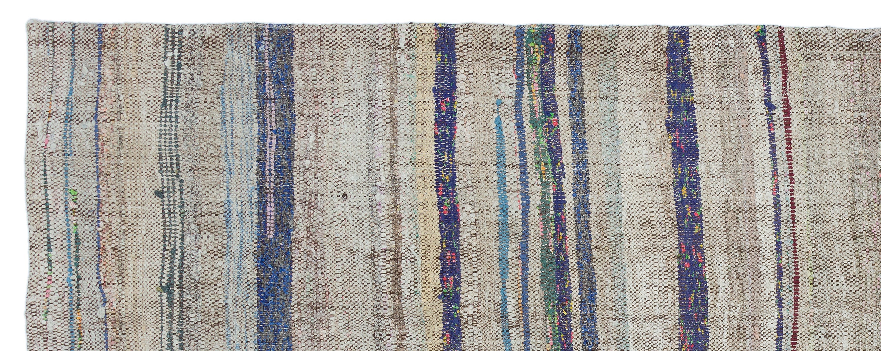 Girit Grey Striped Wool Handmade Area Rug 3'5" x 9'0"