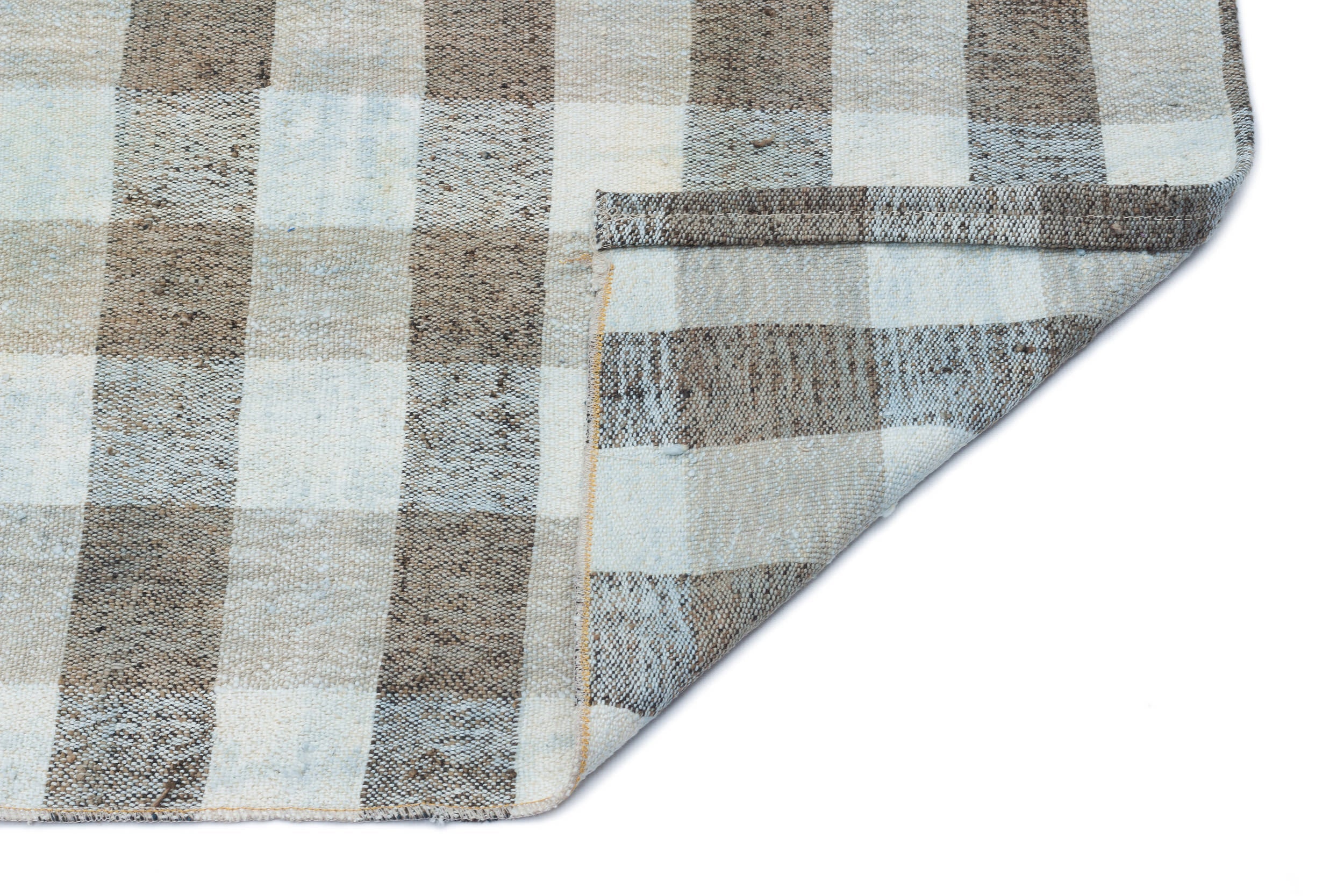 Girit Blue Striped Wool Handmade Area Rug 4'4" x 6'9"