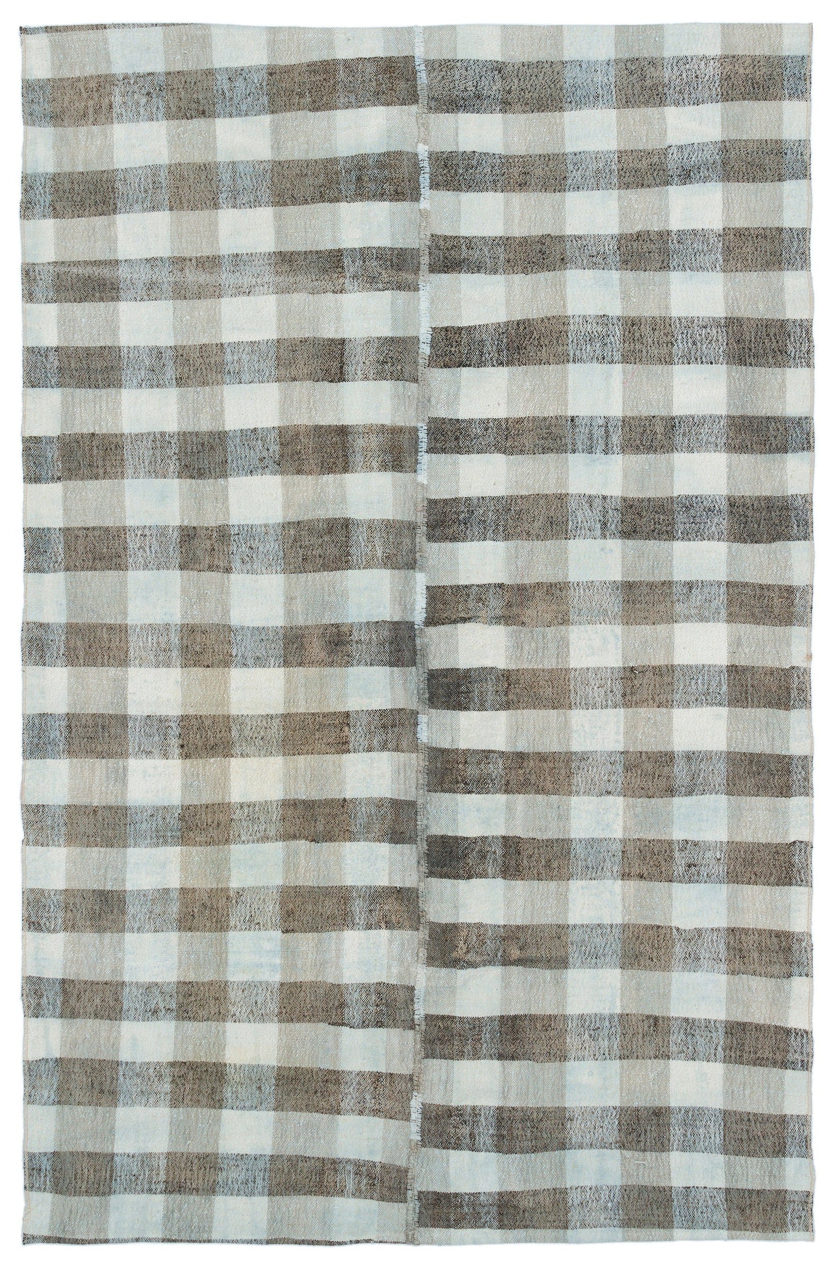 Girit Blue Striped Wool Handmade Area Rug 4'4" x 6'9"
