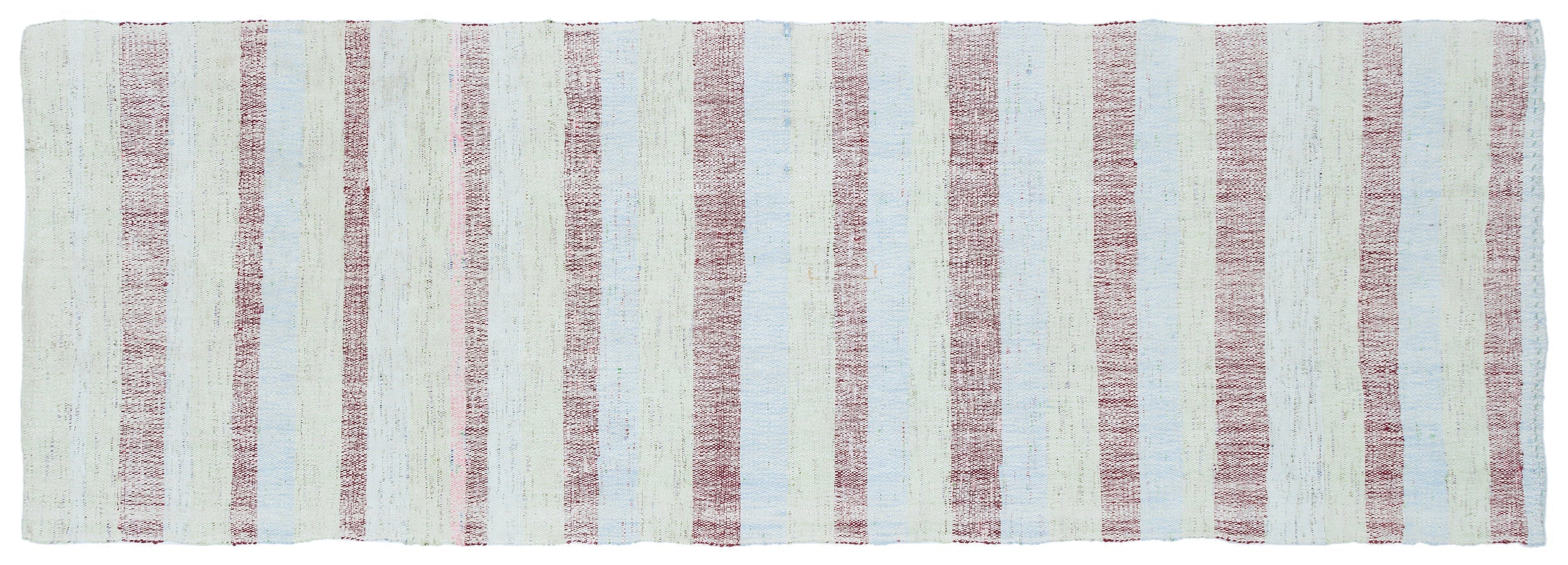 Girit Beige Striped Wool Handmade Area Rug 2'11" x 8'7"