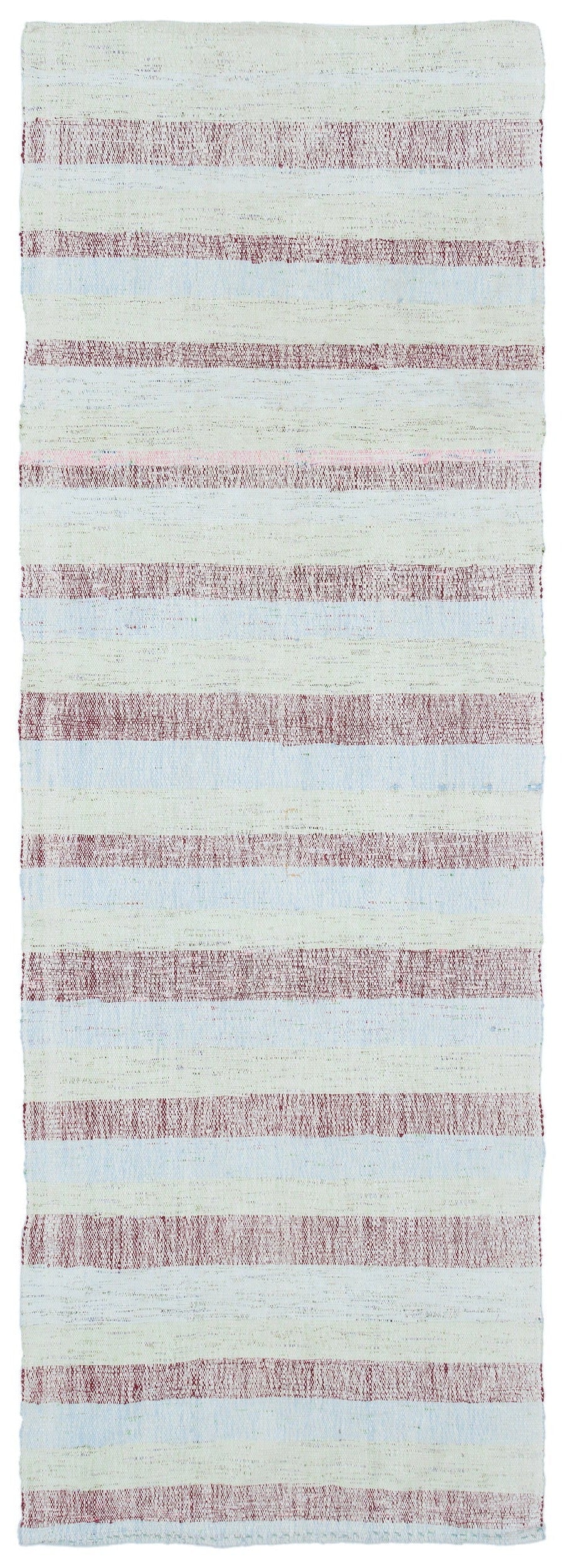 Girit Beige Striped Wool Handmade Area Rug 2'11" x 8'7"