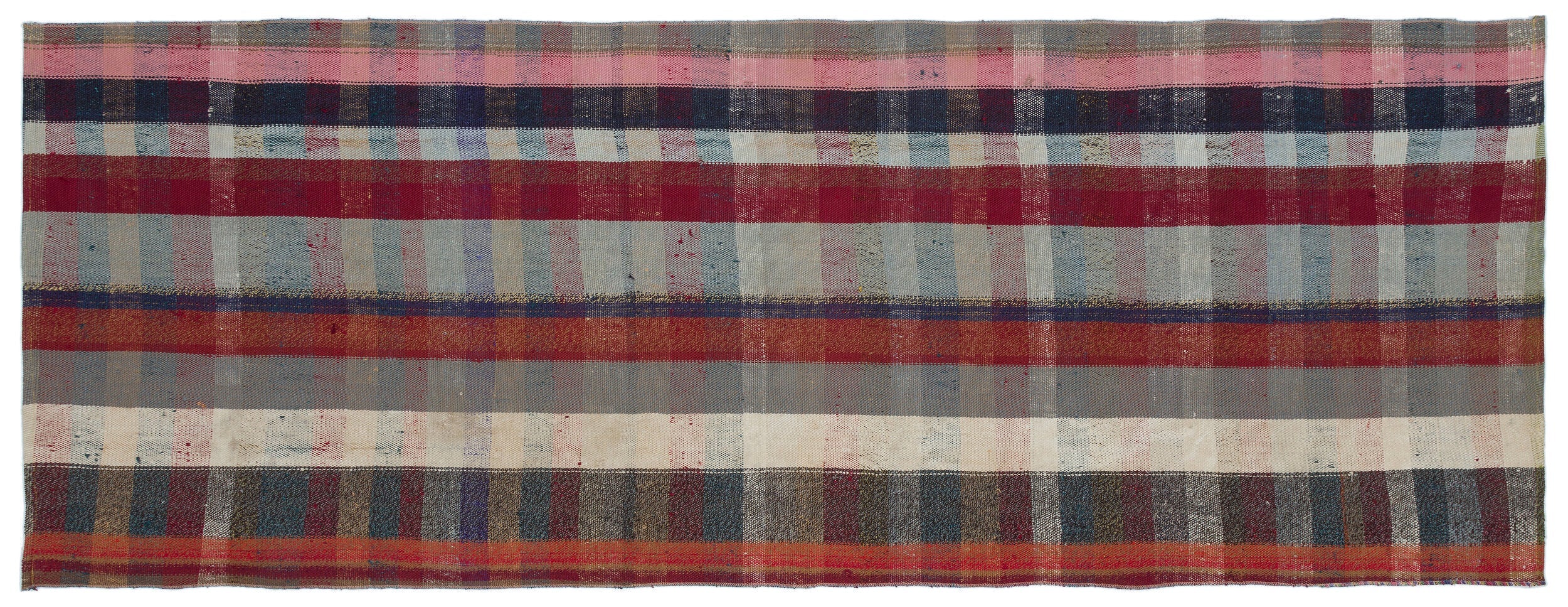 Girit Grey Striped Wool Handmade Area Rug 3'3" x 8'10"