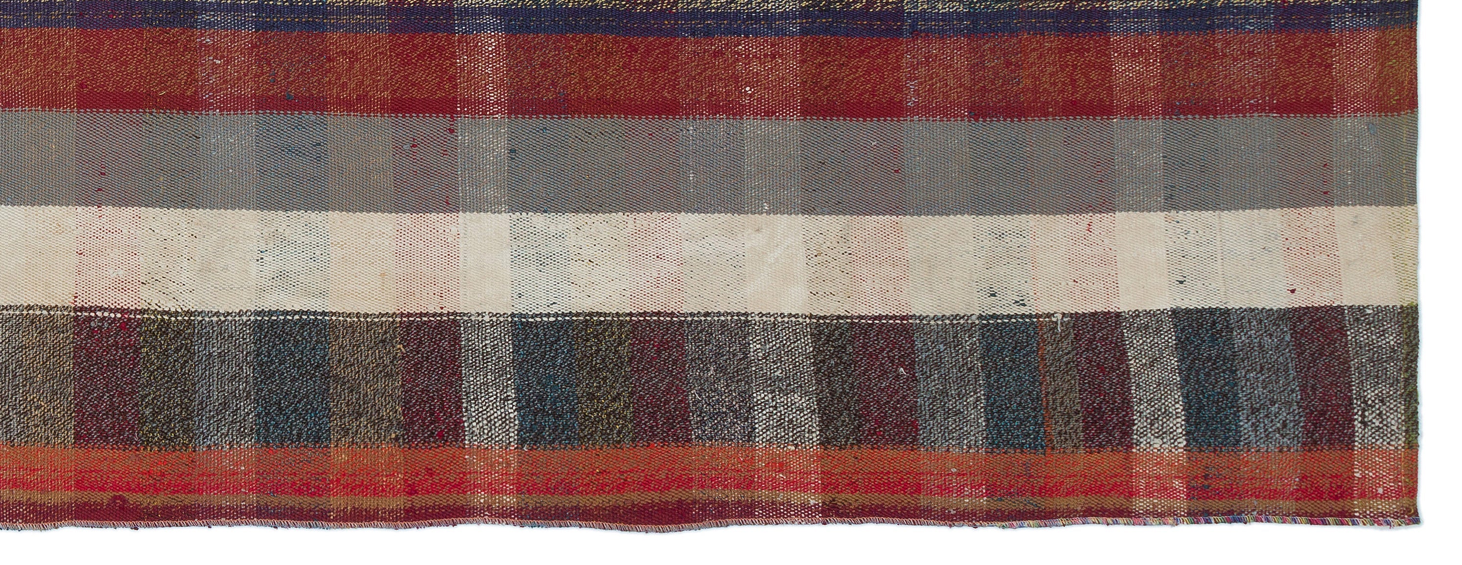 Girit Grey Striped Wool Handmade Area Rug 3'3" x 8'10"
