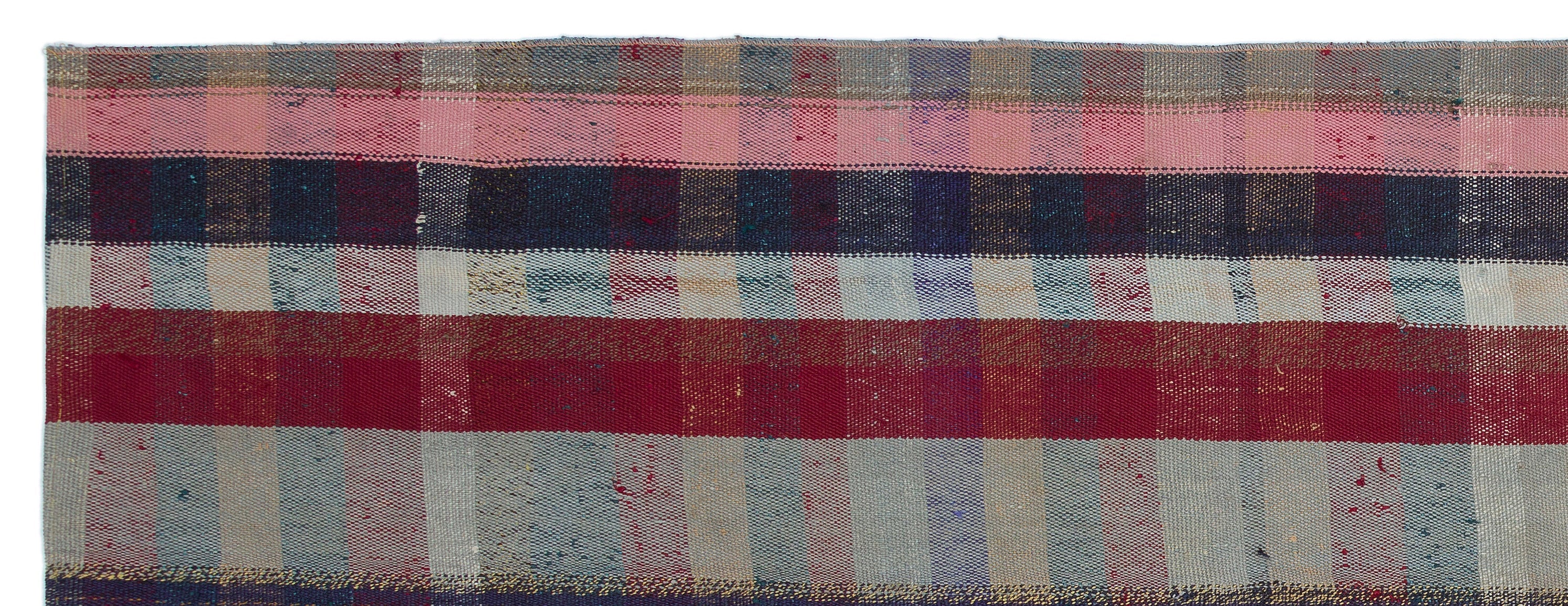 Girit Grey Striped Wool Handmade Area Rug 3'3" x 8'10"