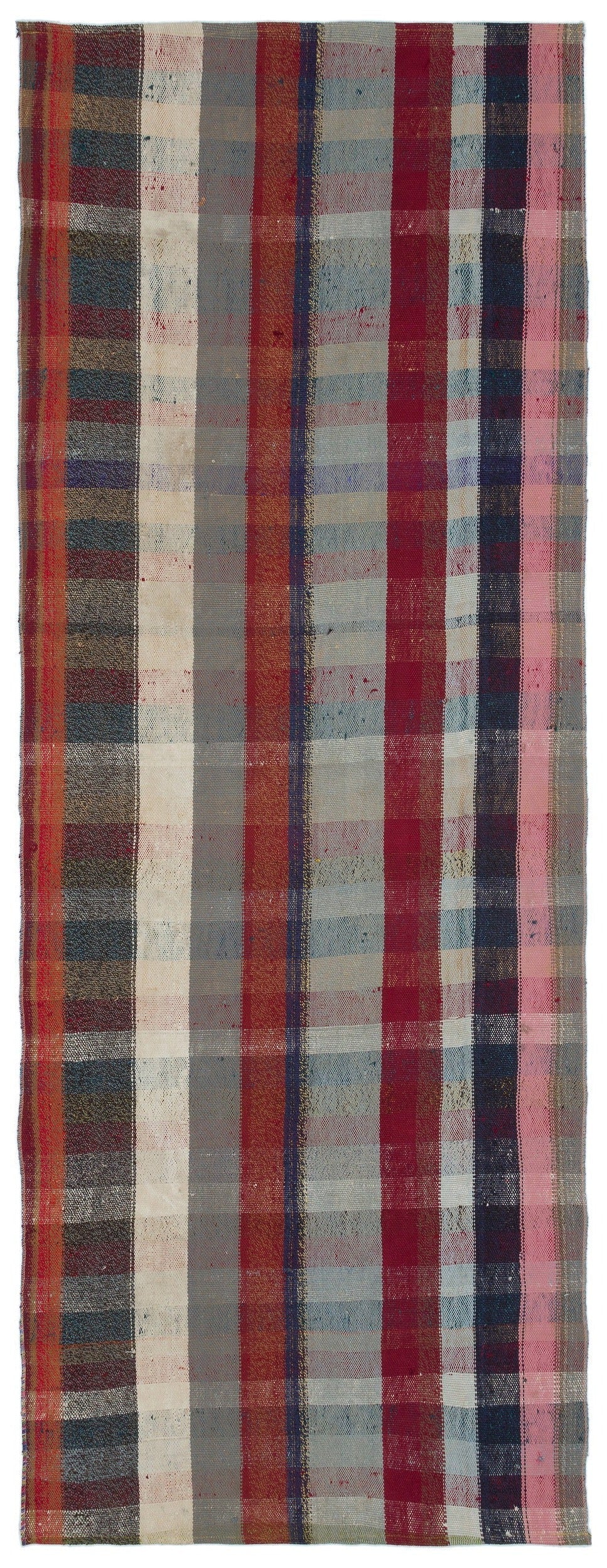 Girit Grey Striped Wool Handmade Area Rug 3'3" x 8'10"