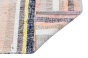 Girit Beige Striped Wool Handmade Area Rug 3'7" x 7'11"