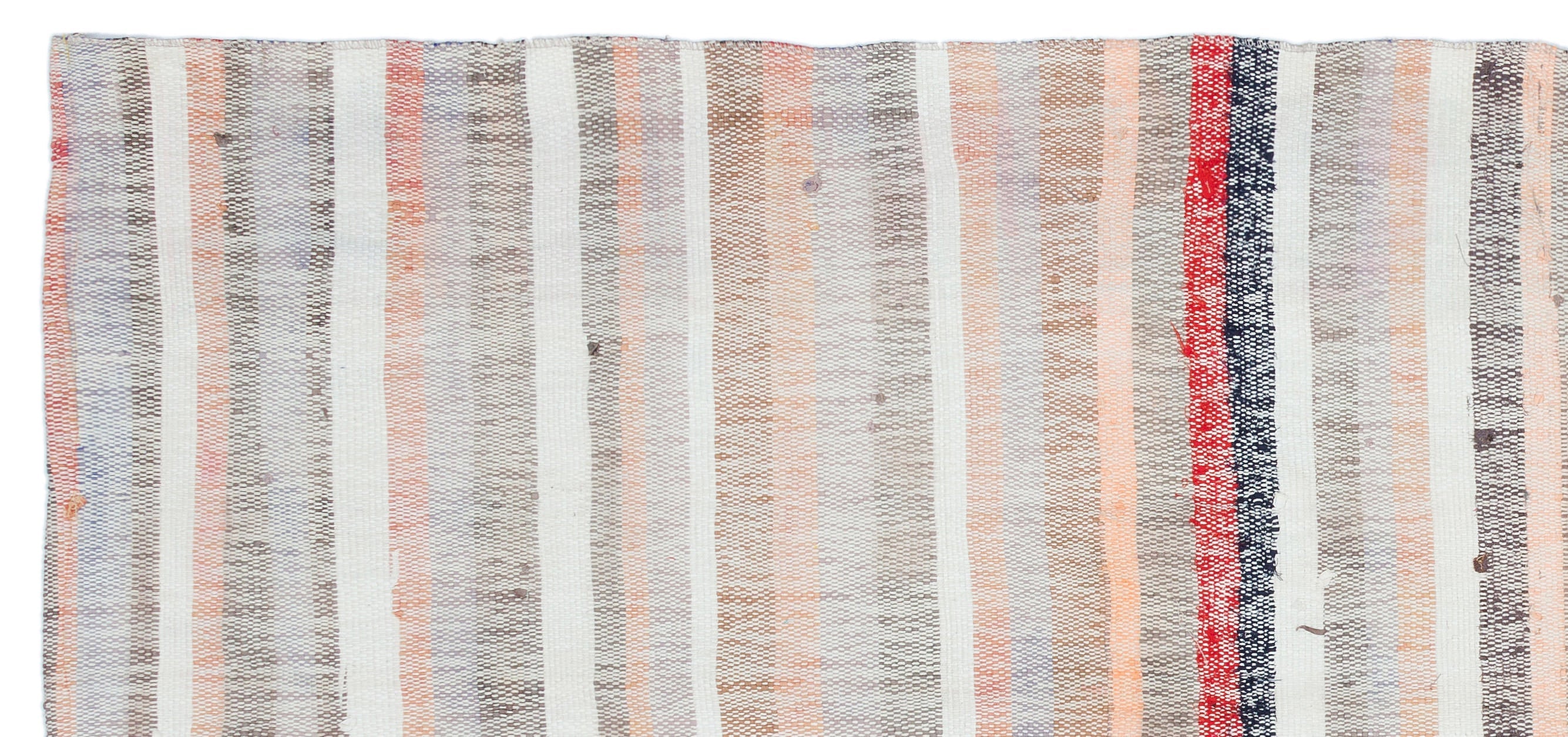 Girit Beige Striped Wool Handmade Area Rug 3'7" x 7'11"
