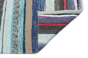 Girit Grey Striped Wool Handmade Area Rug 2'11" x 9'5"