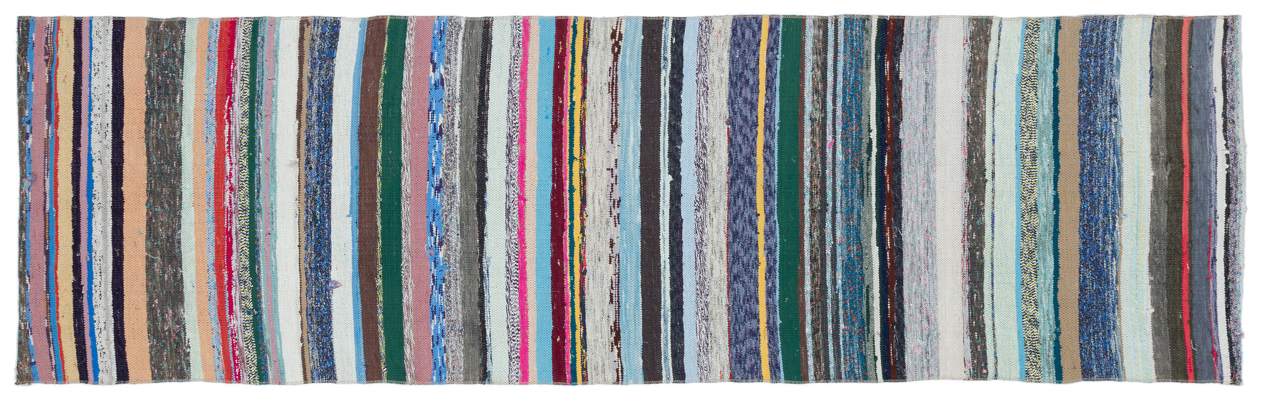 Girit Grey Striped Wool Handmade Area Rug 2'11" x 9'5"