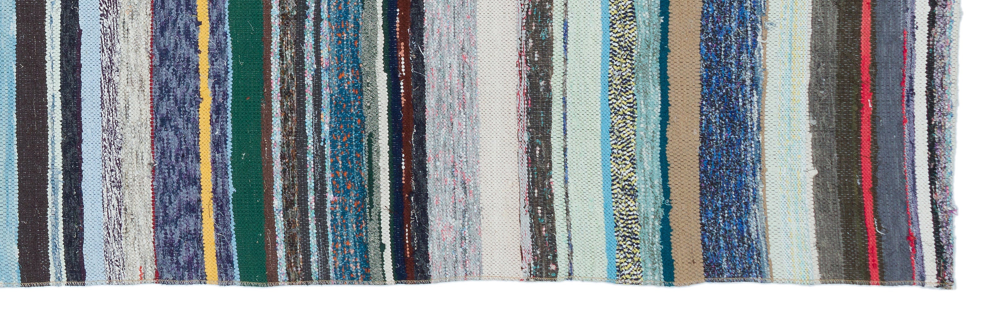 Girit Grey Striped Wool Handmade Area Rug 2'11" x 9'5"