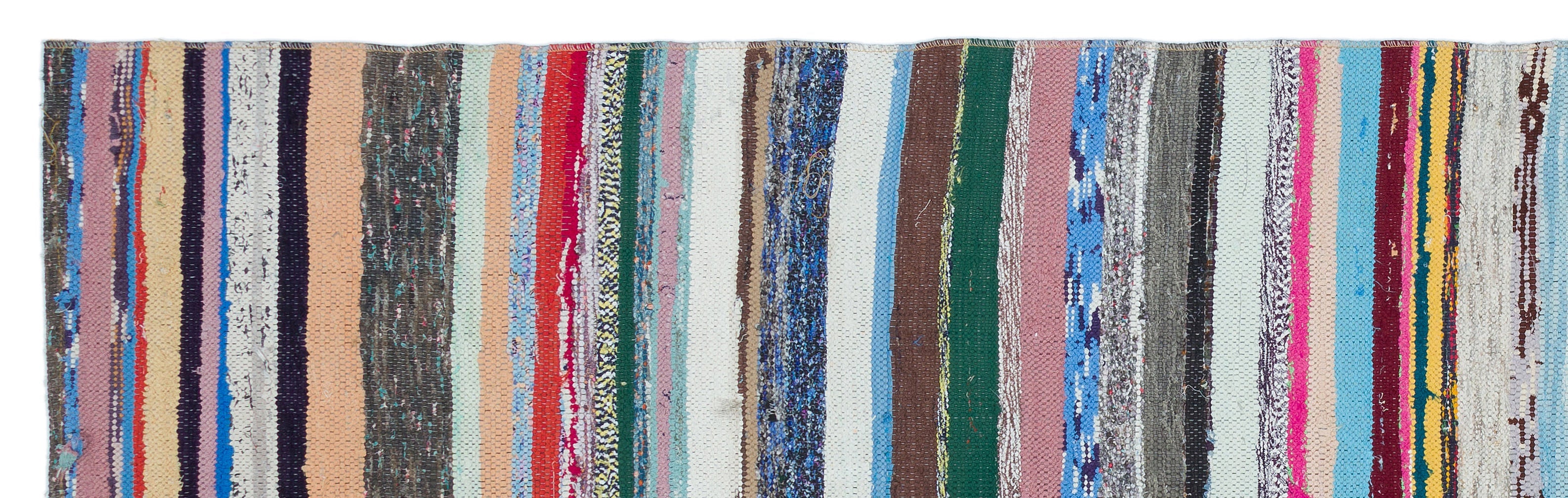 Girit Grey Striped Wool Handmade Area Rug 2'11" x 9'5"
