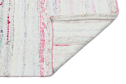 Girit Beige Striped Wool Handmade Area Rug 5'1" x 7'11"