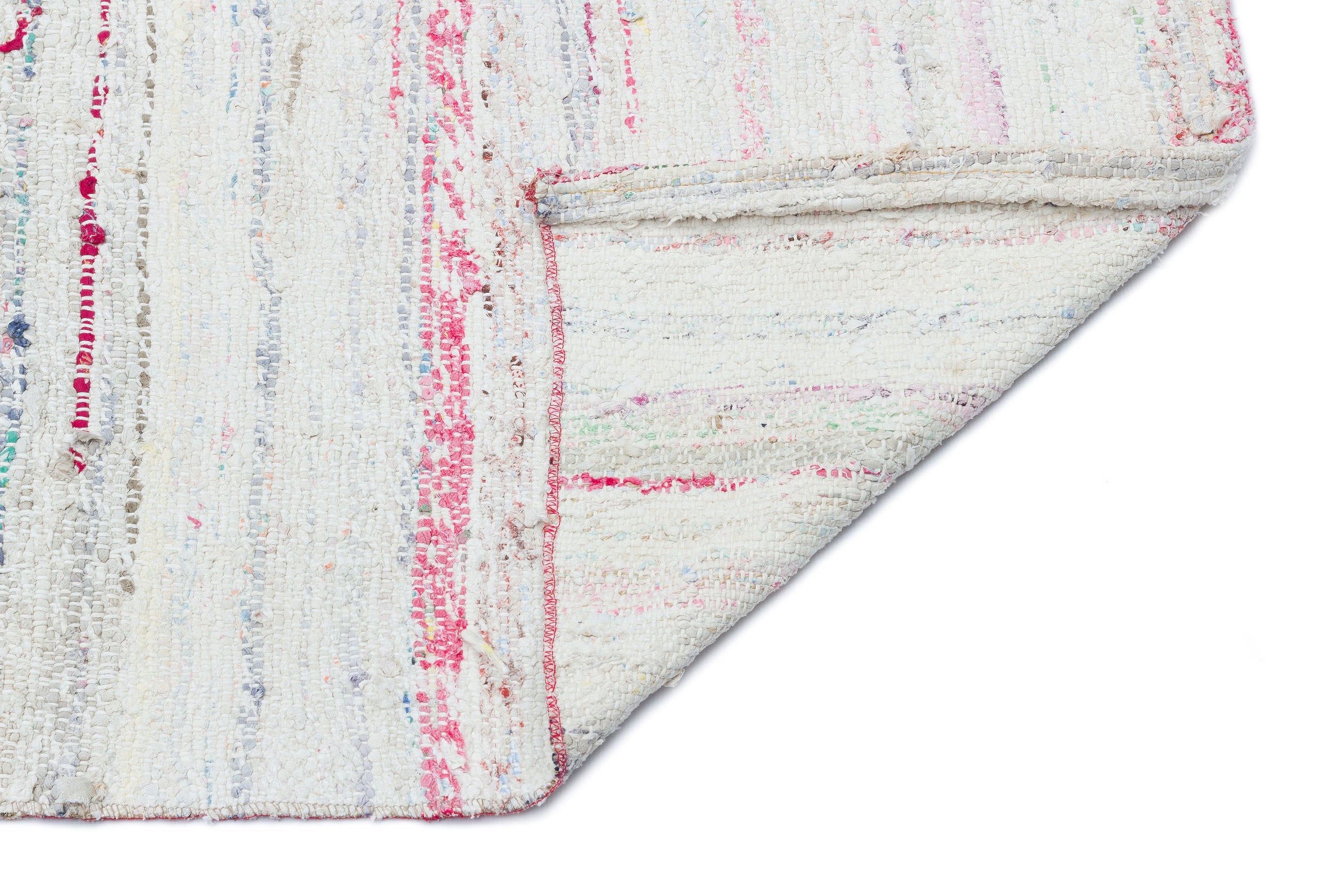 Girit Beige Striped Wool Handmade Area Rug 5'1" x 7'11"