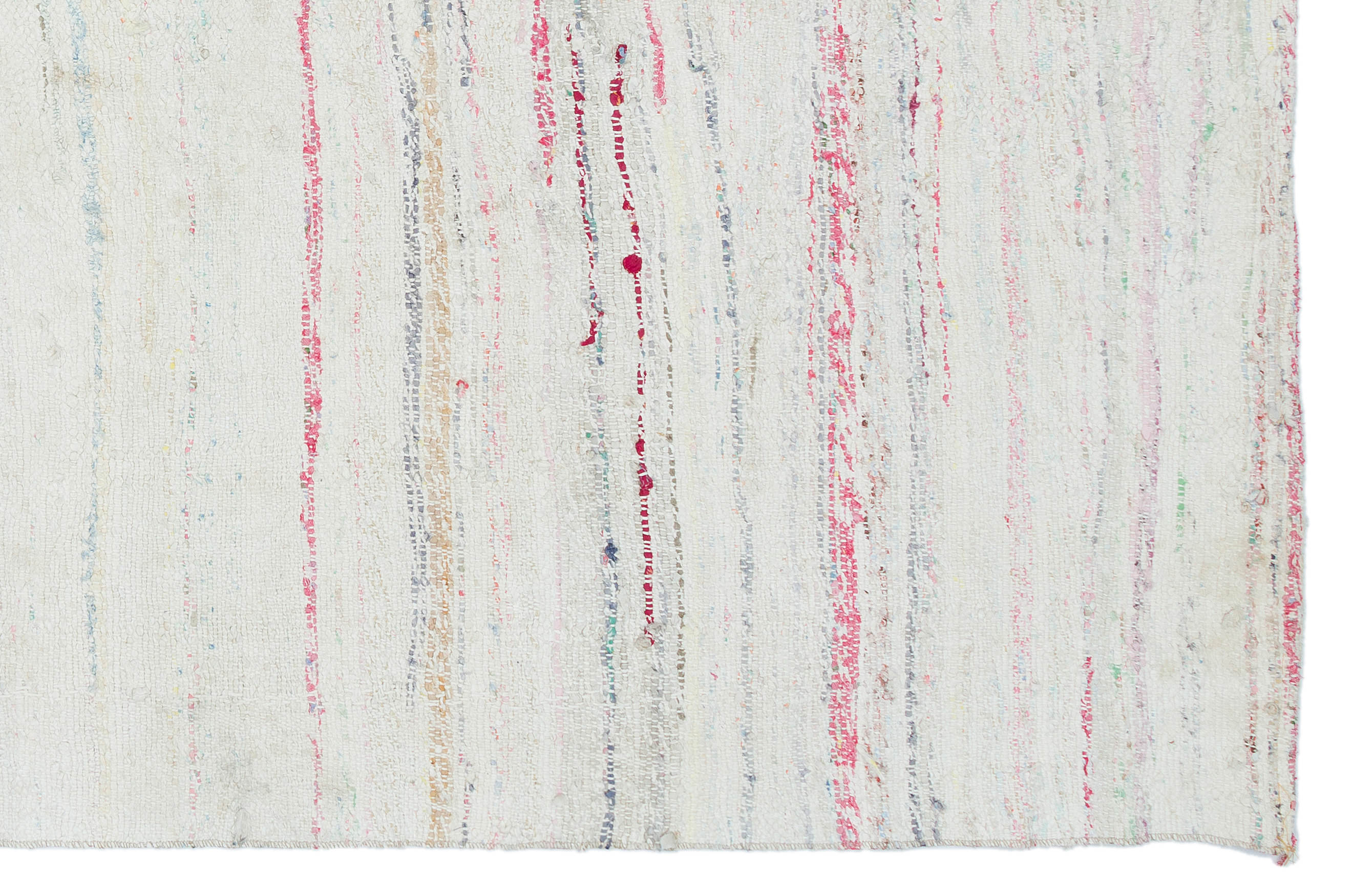 Girit Beige Striped Wool Handmade Area Rug 5'1" x 7'11"