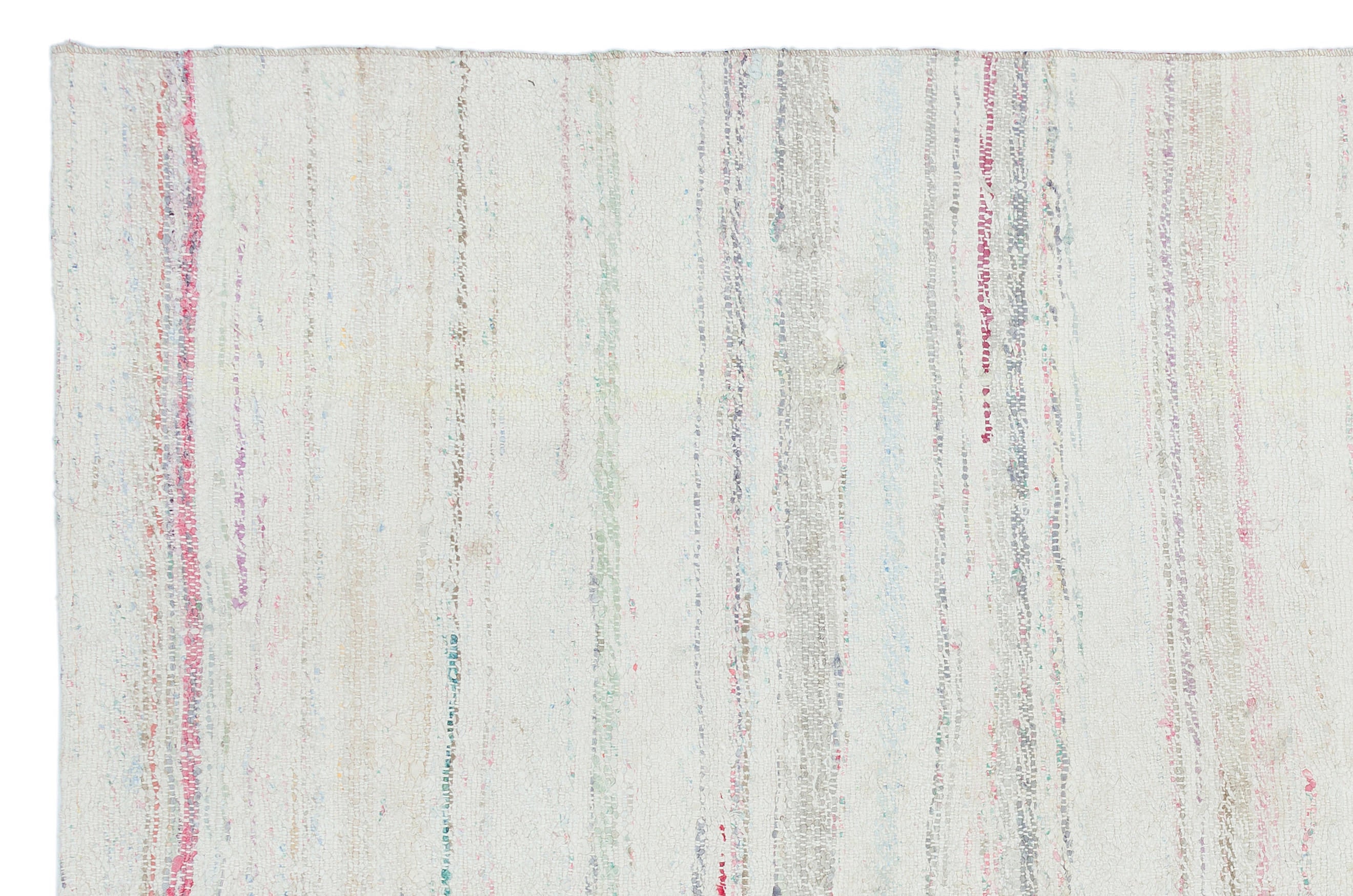 Girit Beige Striped Wool Handmade Area Rug 5'1" x 7'11"