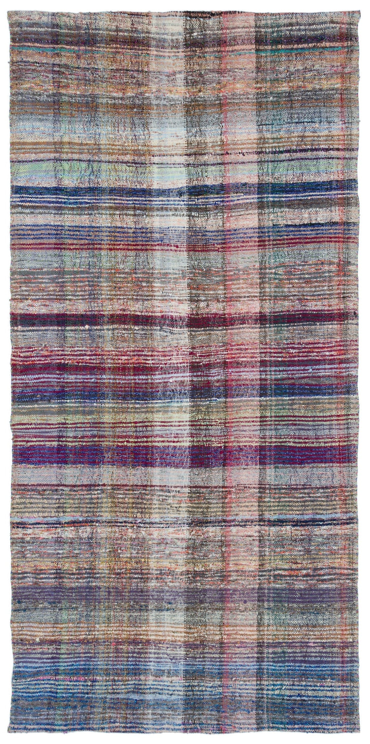 Girit Beige Striped Wool Handmade Area Rug 5'4" x 11'2"