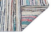 Girit Beige Striped Wool Handmade Area Rug 4'10" x 8'11"
