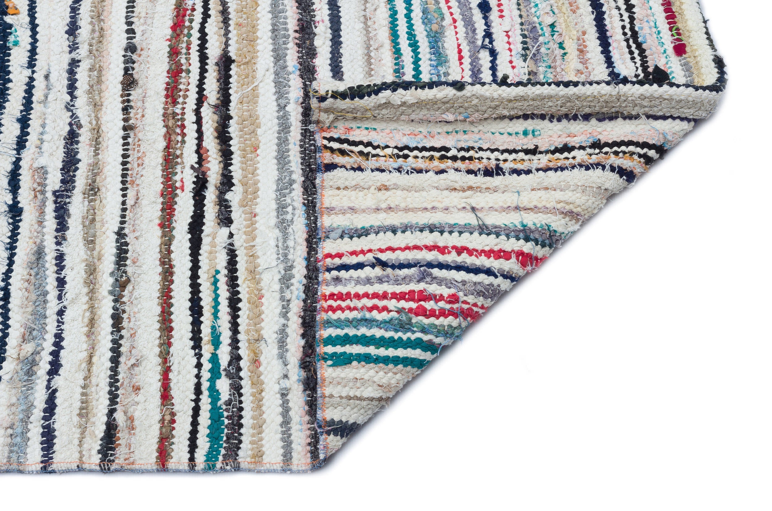 Girit Beige Striped Wool Handmade Area Rug 4'10" x 8'11"