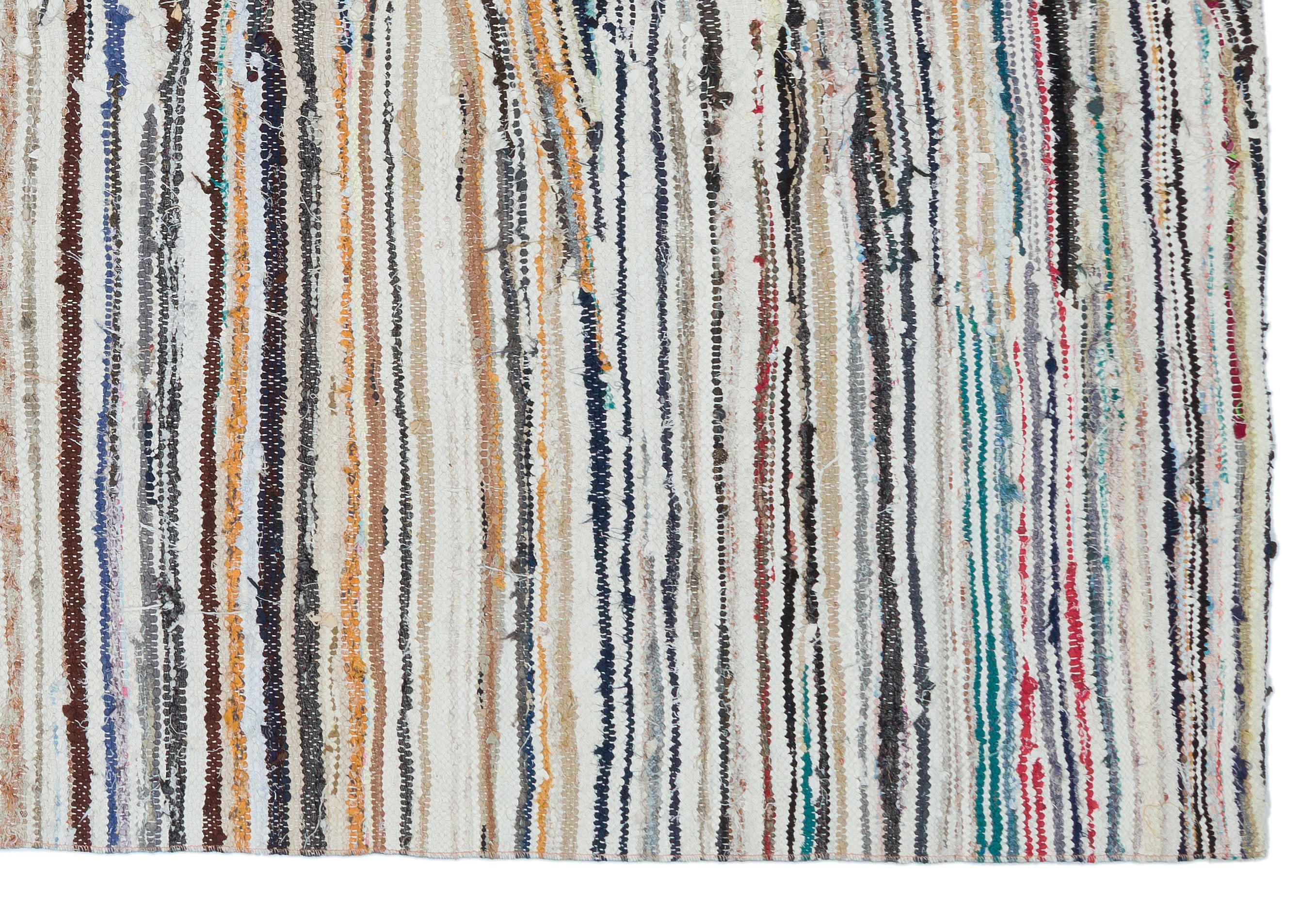 Girit Beige Striped Wool Handmade Area Rug 4'10" x 8'11"