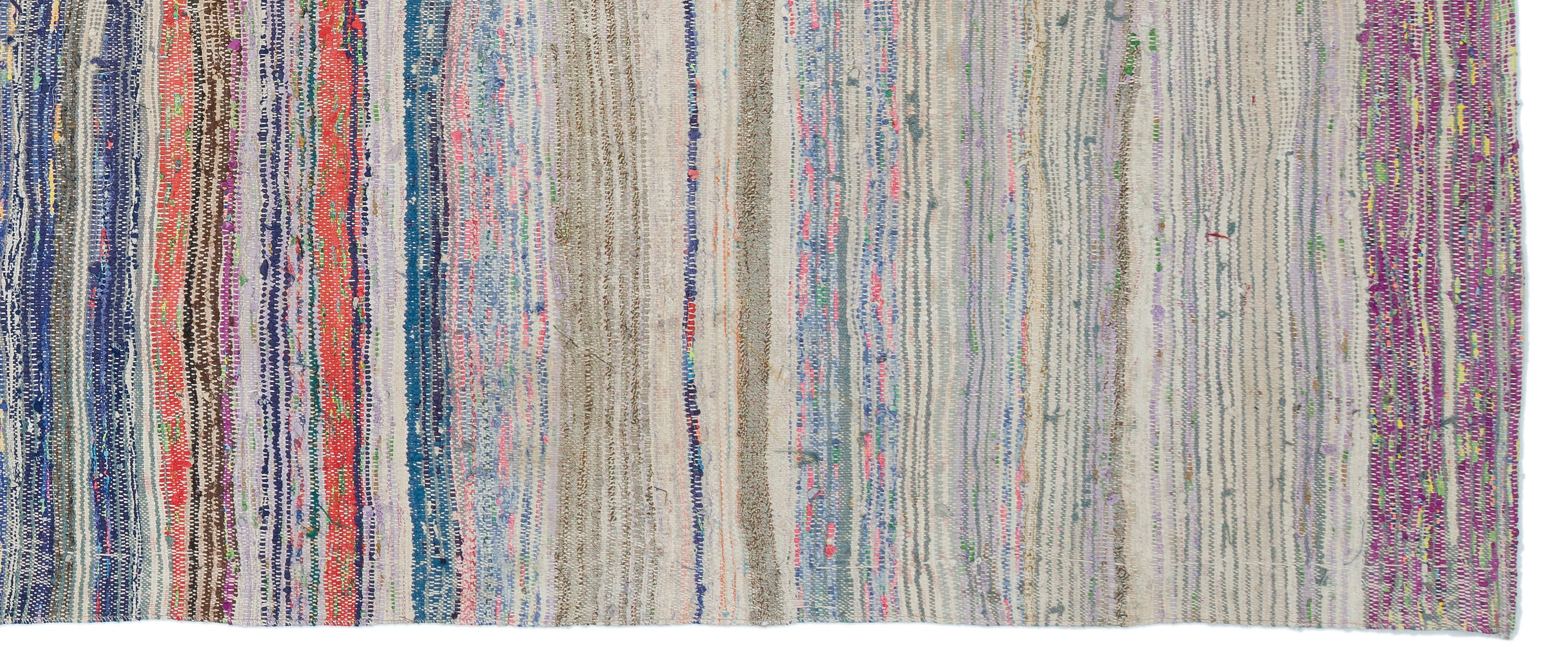 Girit Beige Striped Wool Handmade Area Rug 5'9" x 7'11"