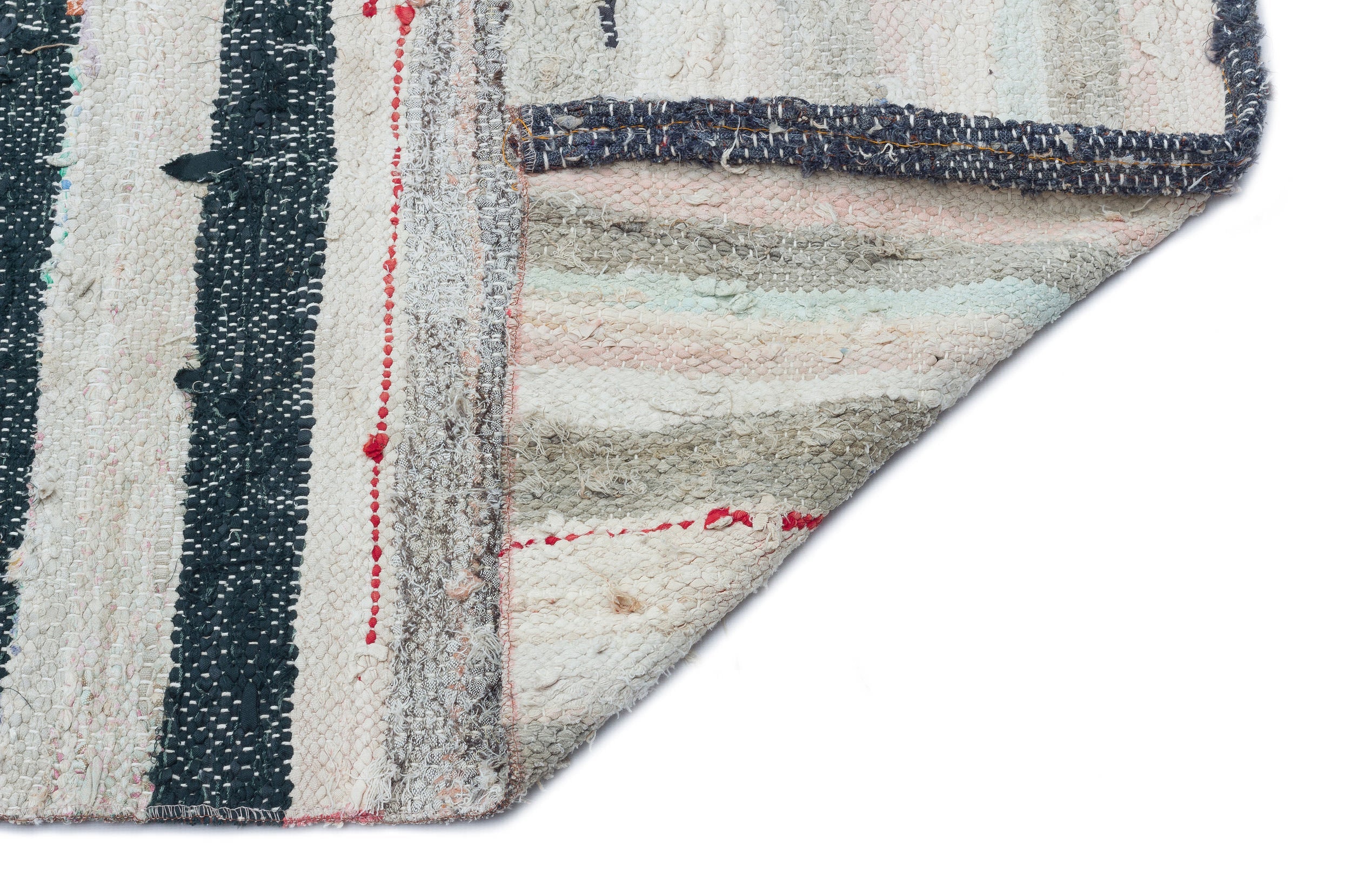 Girit 32009 Beige Striped Wool Handmade Area Rug 5'1" x 7'10"