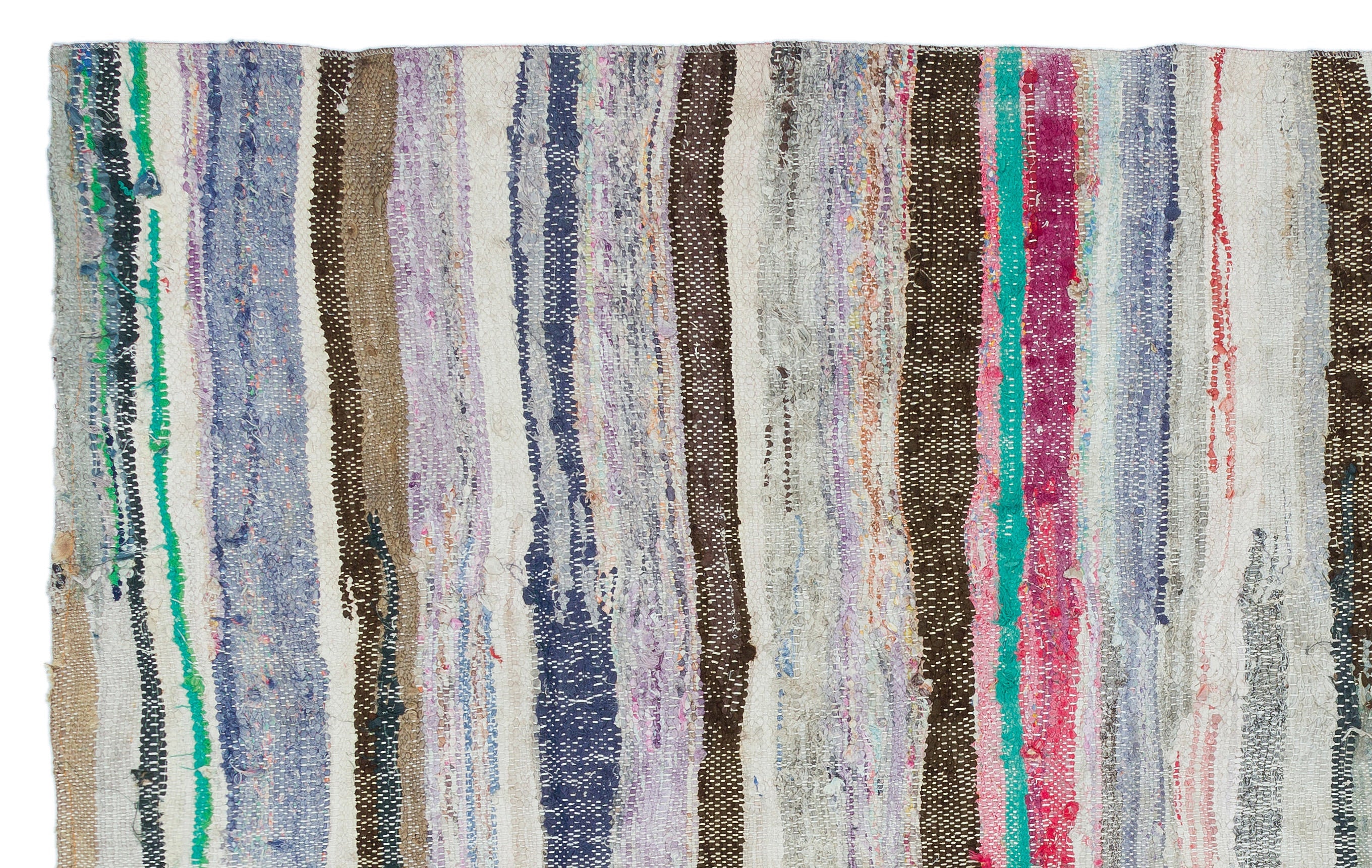 Girit 32009 Beige Striped Wool Handmade Area Rug 5'1" x 7'10"