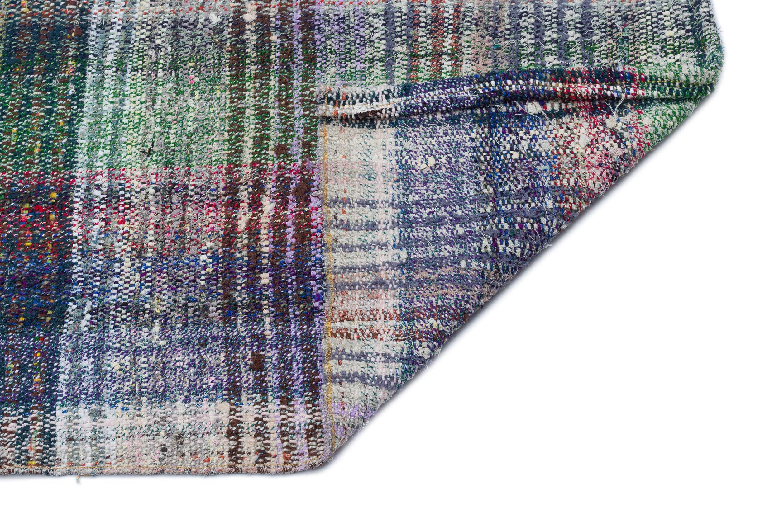 Girit Beige Striped Wool Handmade Area Rug 5'5" x 9'7"