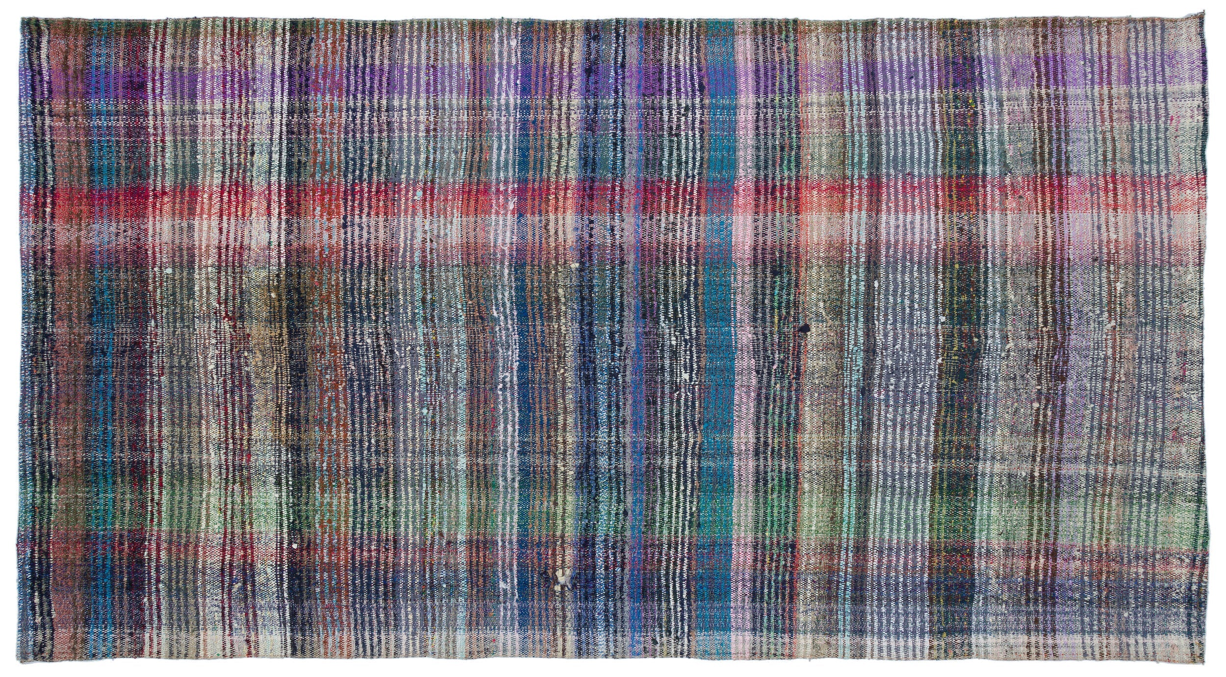 Girit Beige Striped Wool Handmade Area Rug 5'5" x 9'7"