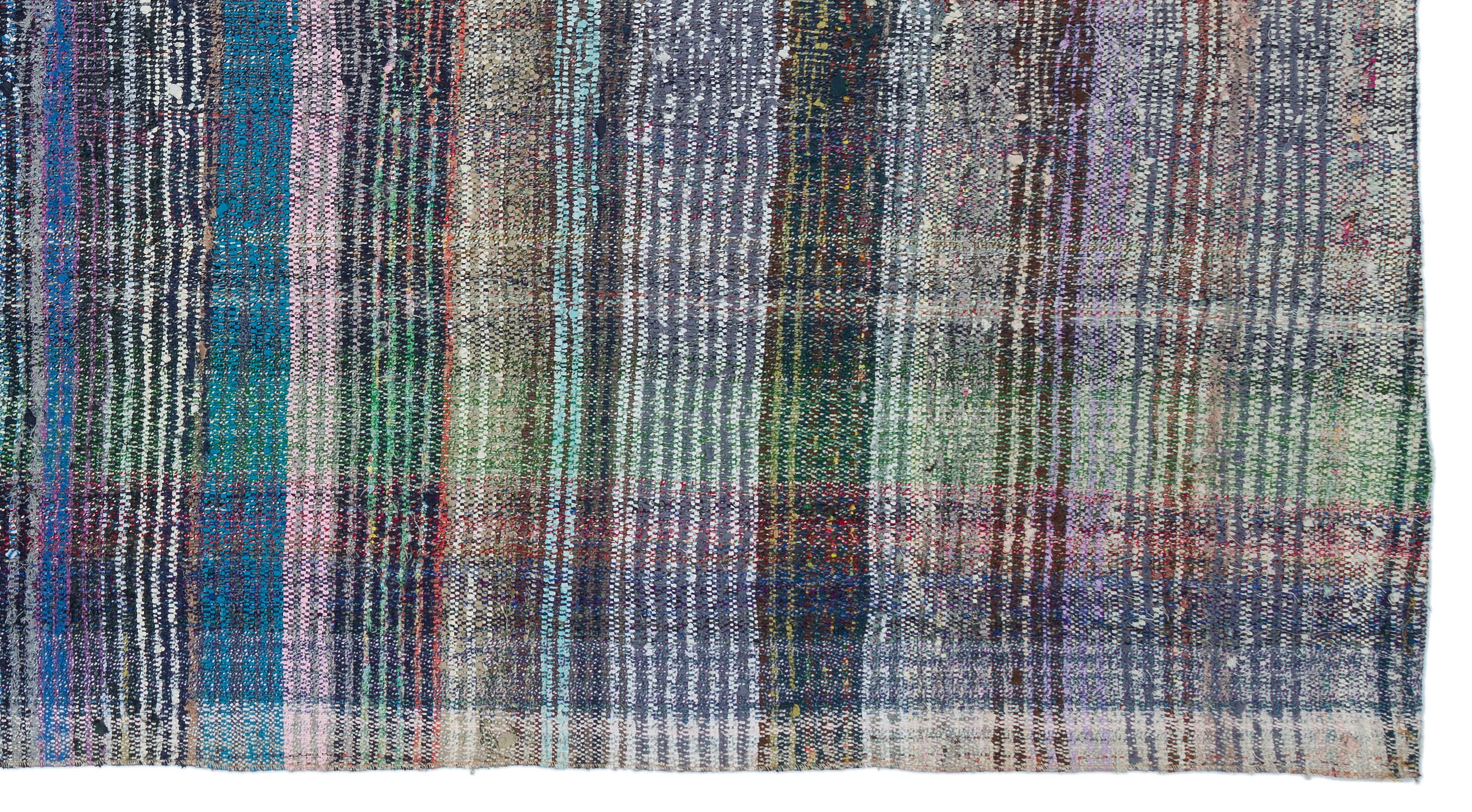 Girit Beige Striped Wool Handmade Area Rug 5'5" x 9'7"