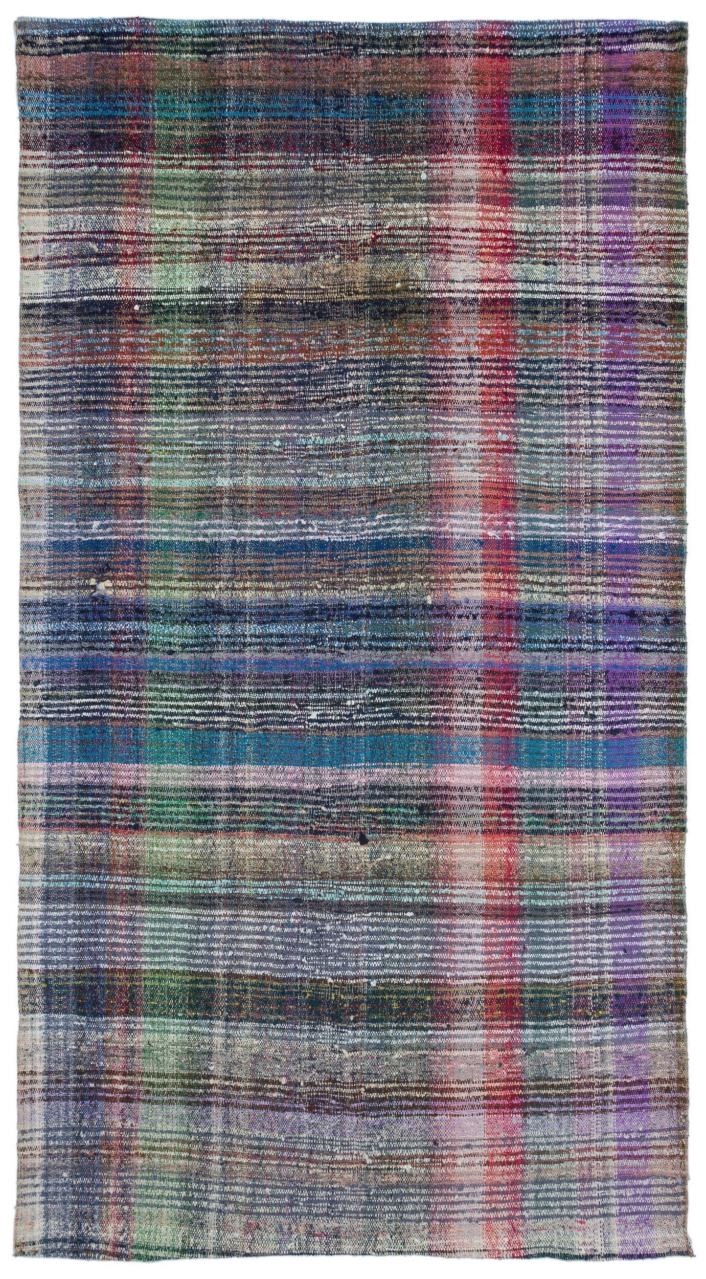Girit Beige Striped Wool Handmade Area Rug 5'5" x 9'7"