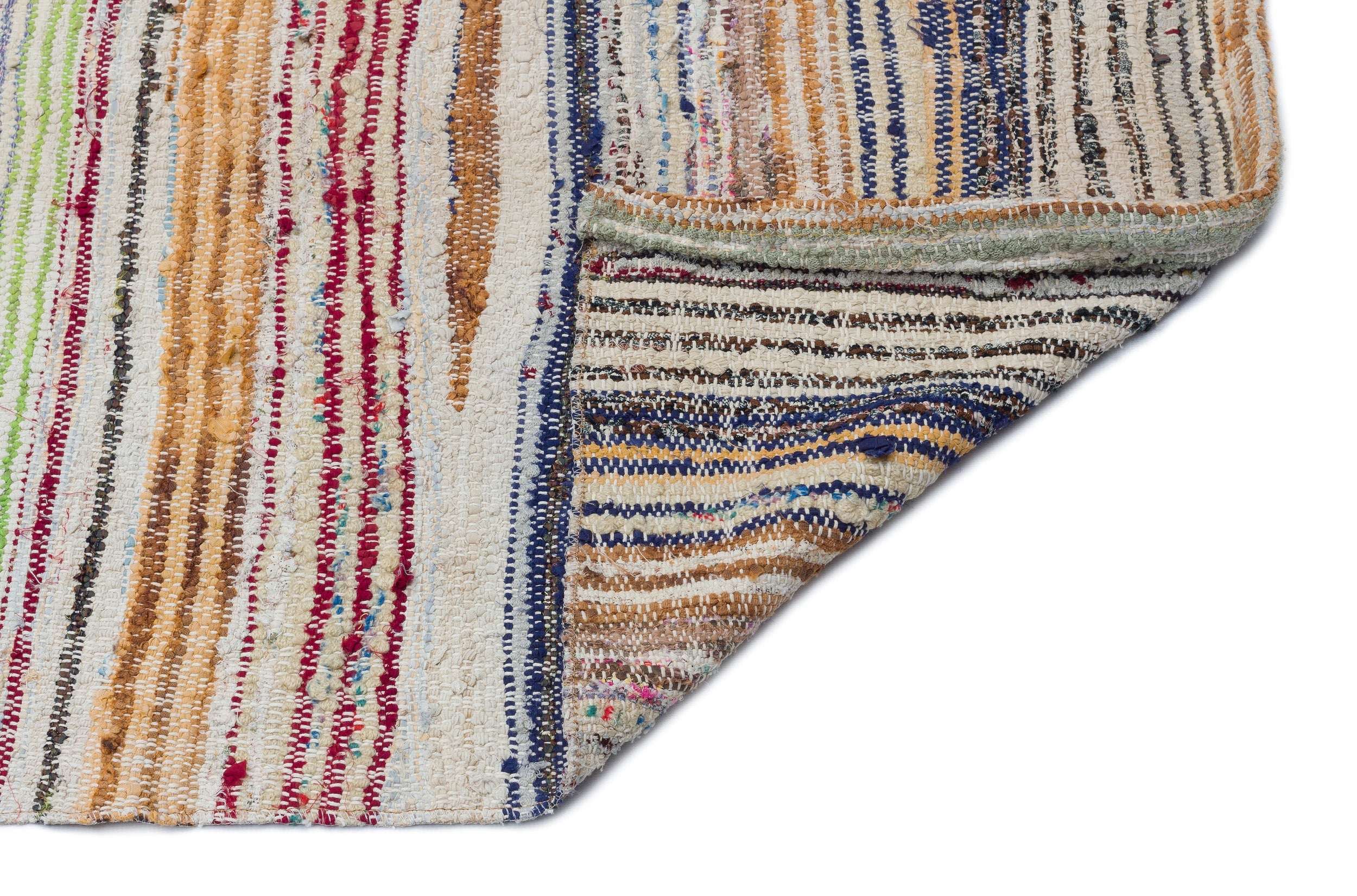 Girit Beige Striped Wool Handmade Area Rug 5'5" x 12'7"