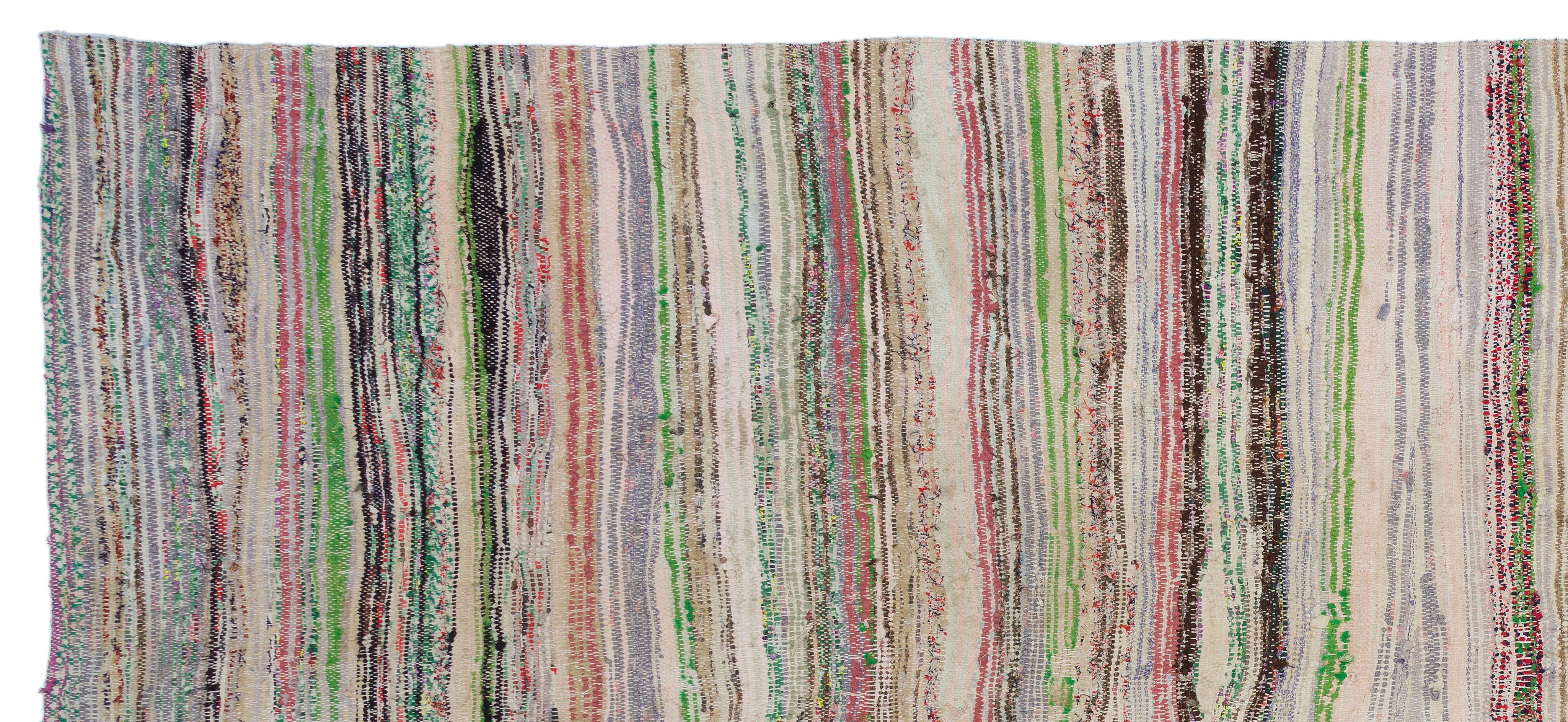 Girit Beige Striped Wool Handmade Area Rug 5'5" x 12'7"