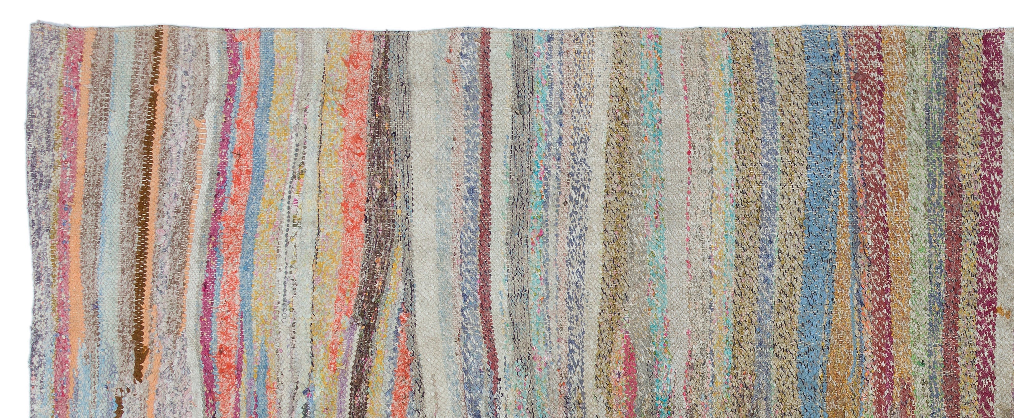 Girit Beige Striped Wool Handmade Area Rug 3'10" x 9'7"